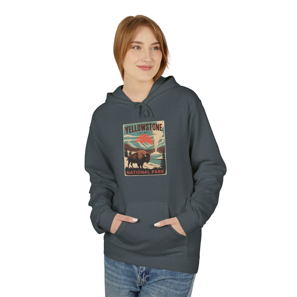 Yellowstone National Park Retro Poster Hoodie — Vintage Travel Graphic Hoodie