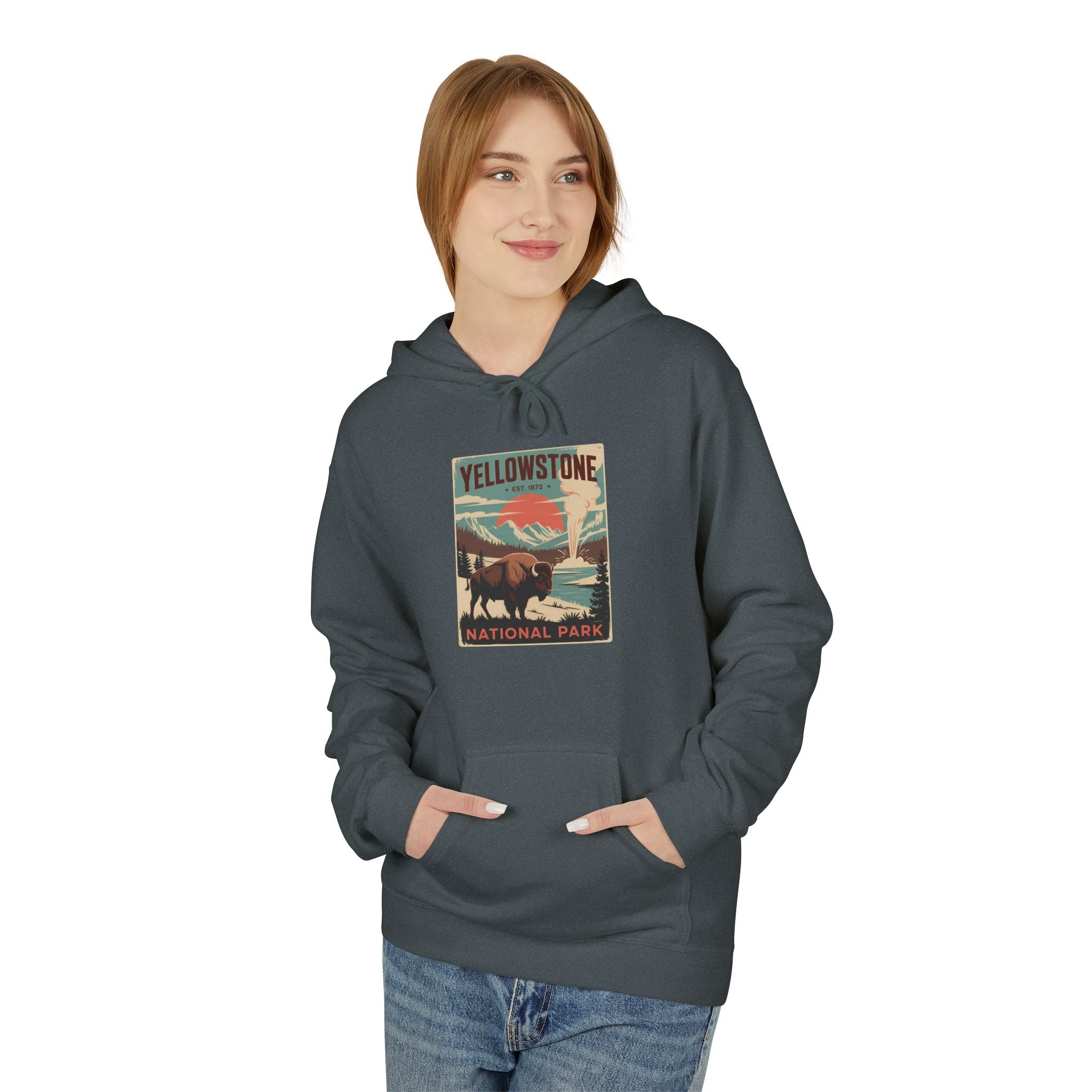 Yellowstone National Park Retro Poster Hoodie — Vintage Travel Graphic Hoodie