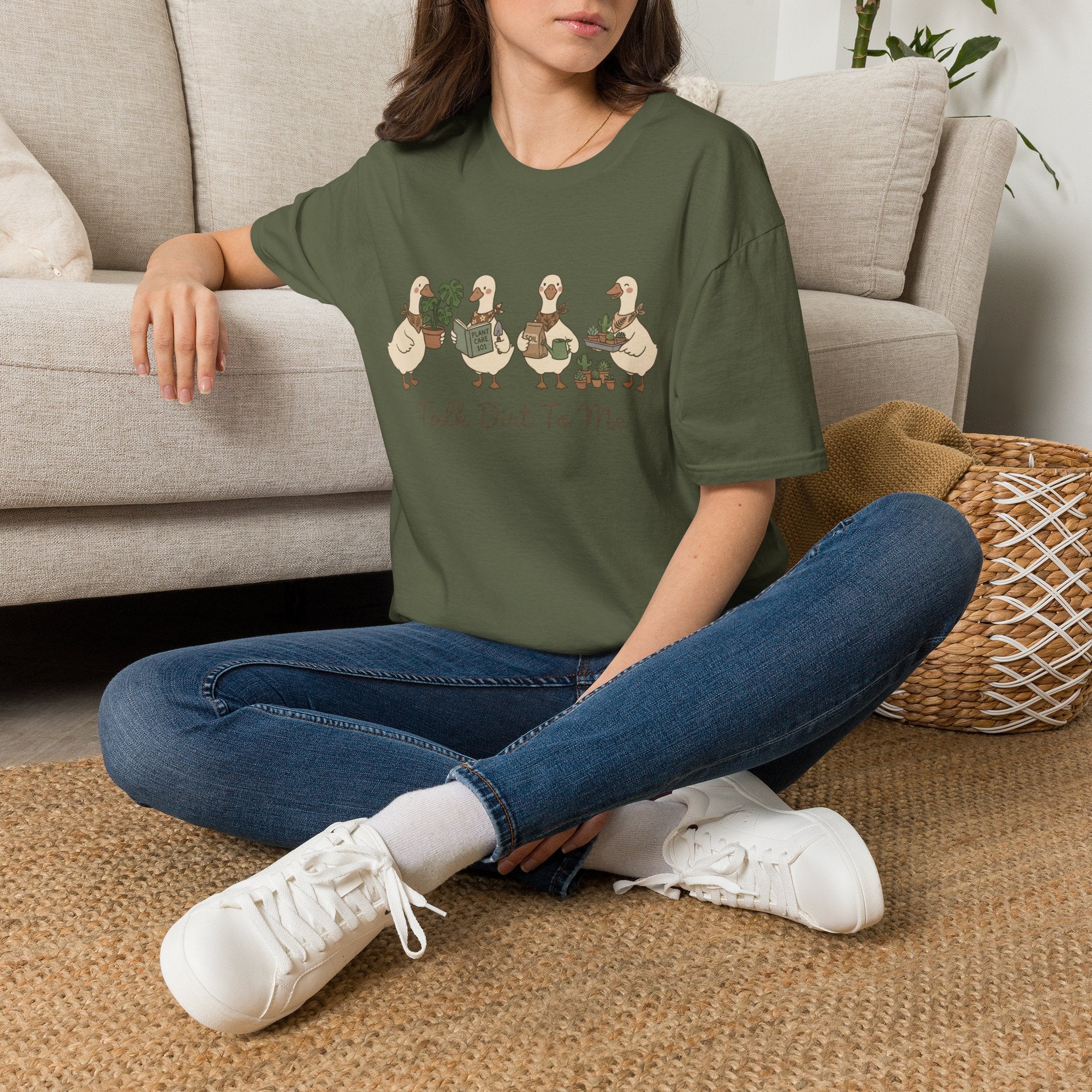 Duck Plant Lover T‑Shirt — Cute Ducks Gardening with 'Talk Dirt To Me'