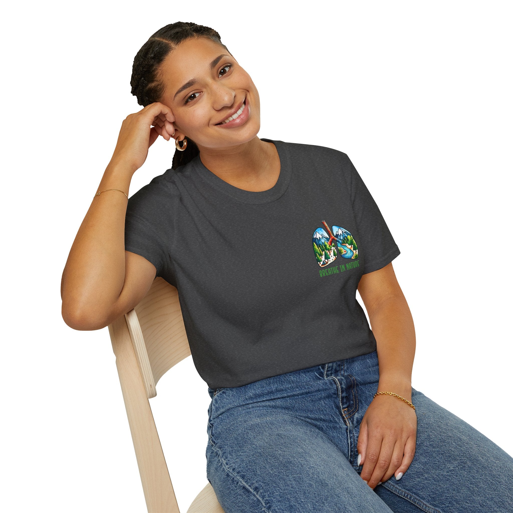 T-Shirt — "Breathe in Nature" Lungs Graphic Tee | Outdoor Nature Lover Shirt