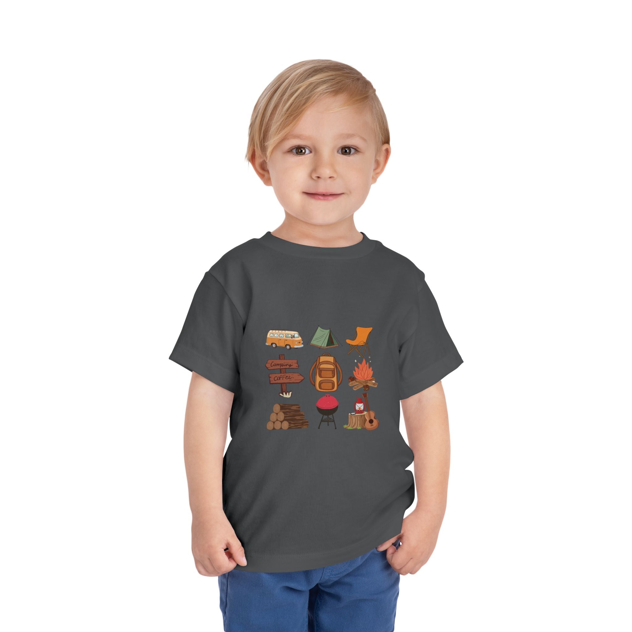 Toddler Camping Icons Tee — Cute Outdoor Adventure Shirt for Kids