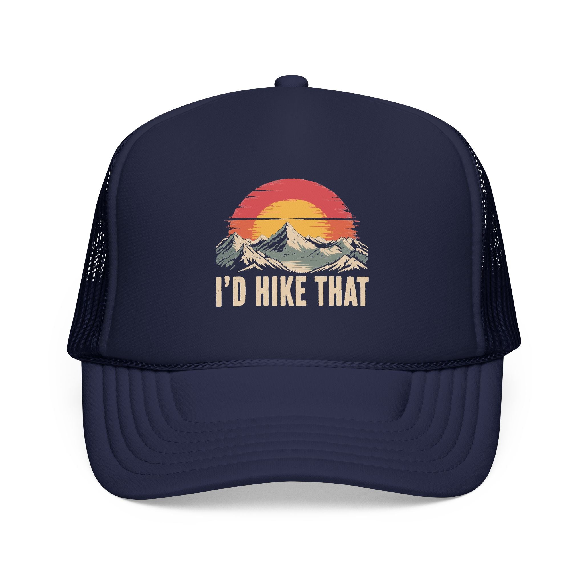 Trucker Hat — "I'd Hike That" Vintage Mountain Sunset Cap