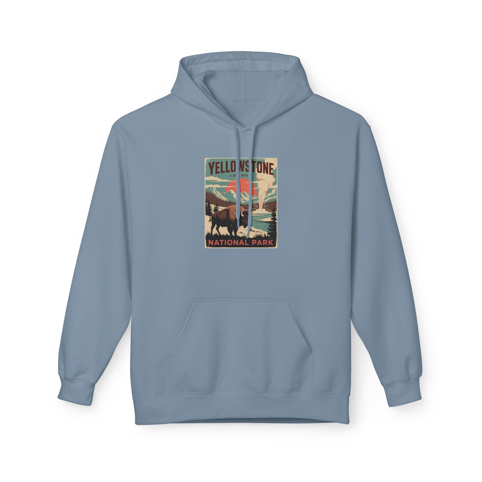 Yellowstone National Park Retro Poster Hoodie — Vintage Travel Graphic Hoodie