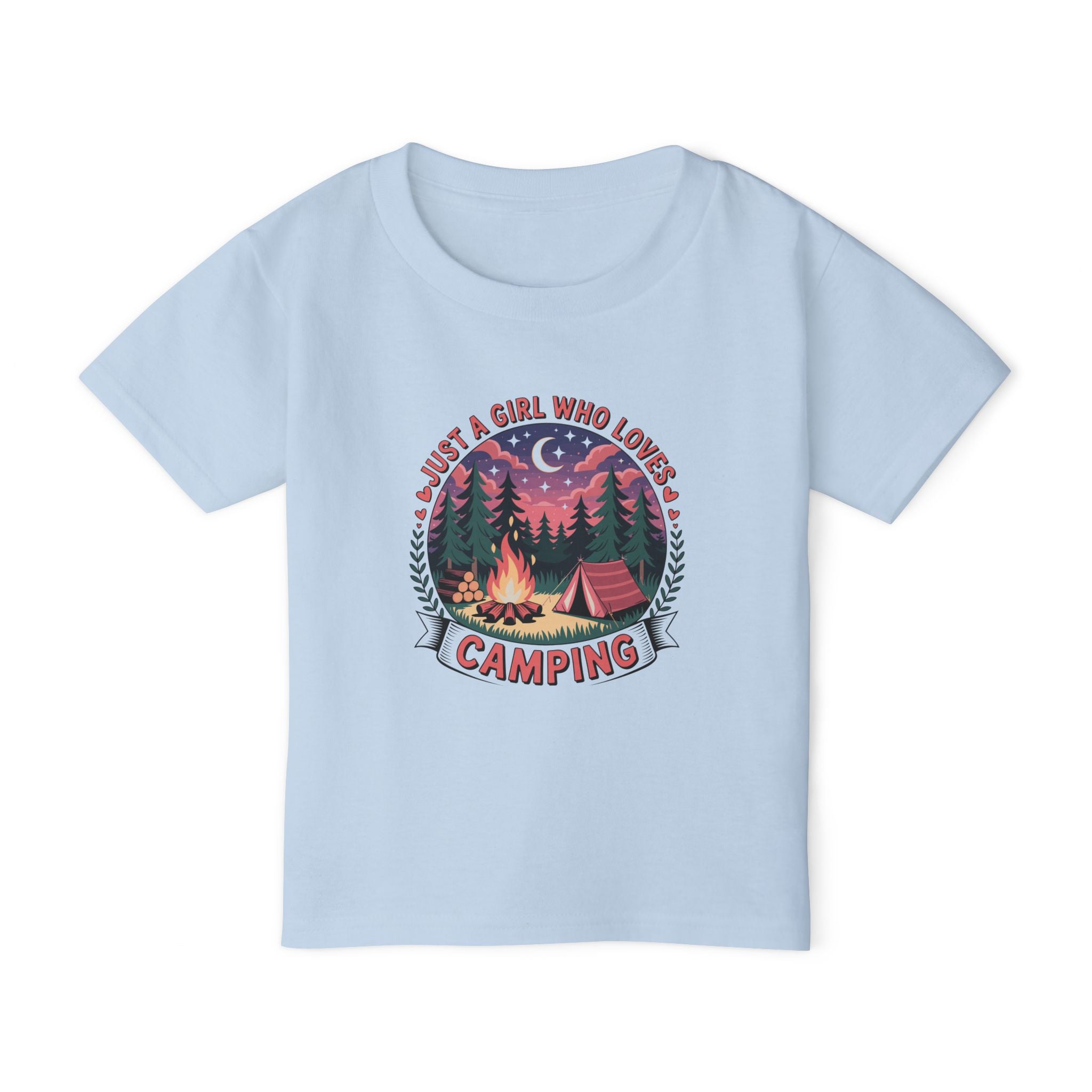 Toddler Camping T‑Shirt — "Just a Girl Who Loves Camping" Cute Campfire Tee for Kids