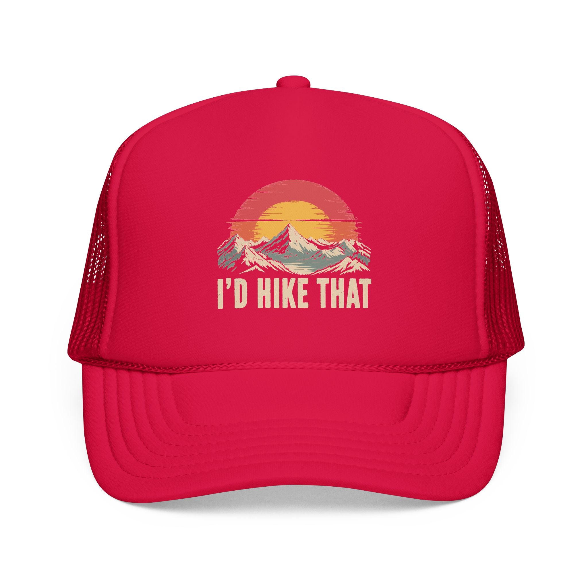 Trucker Hat — "I'd Hike That" Vintage Mountain Sunset Cap