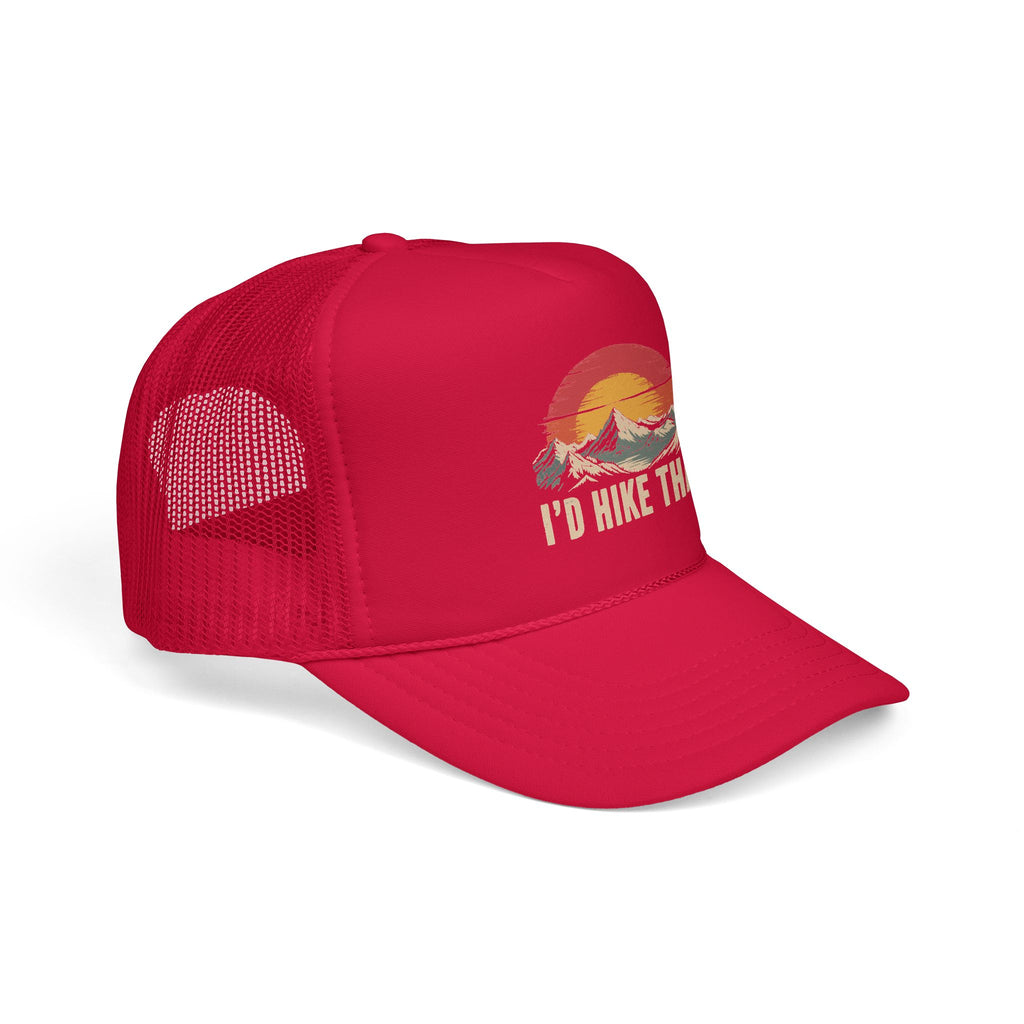 Trucker Hat — "I'd Hike That" Vintage Mountain Sunset Cap