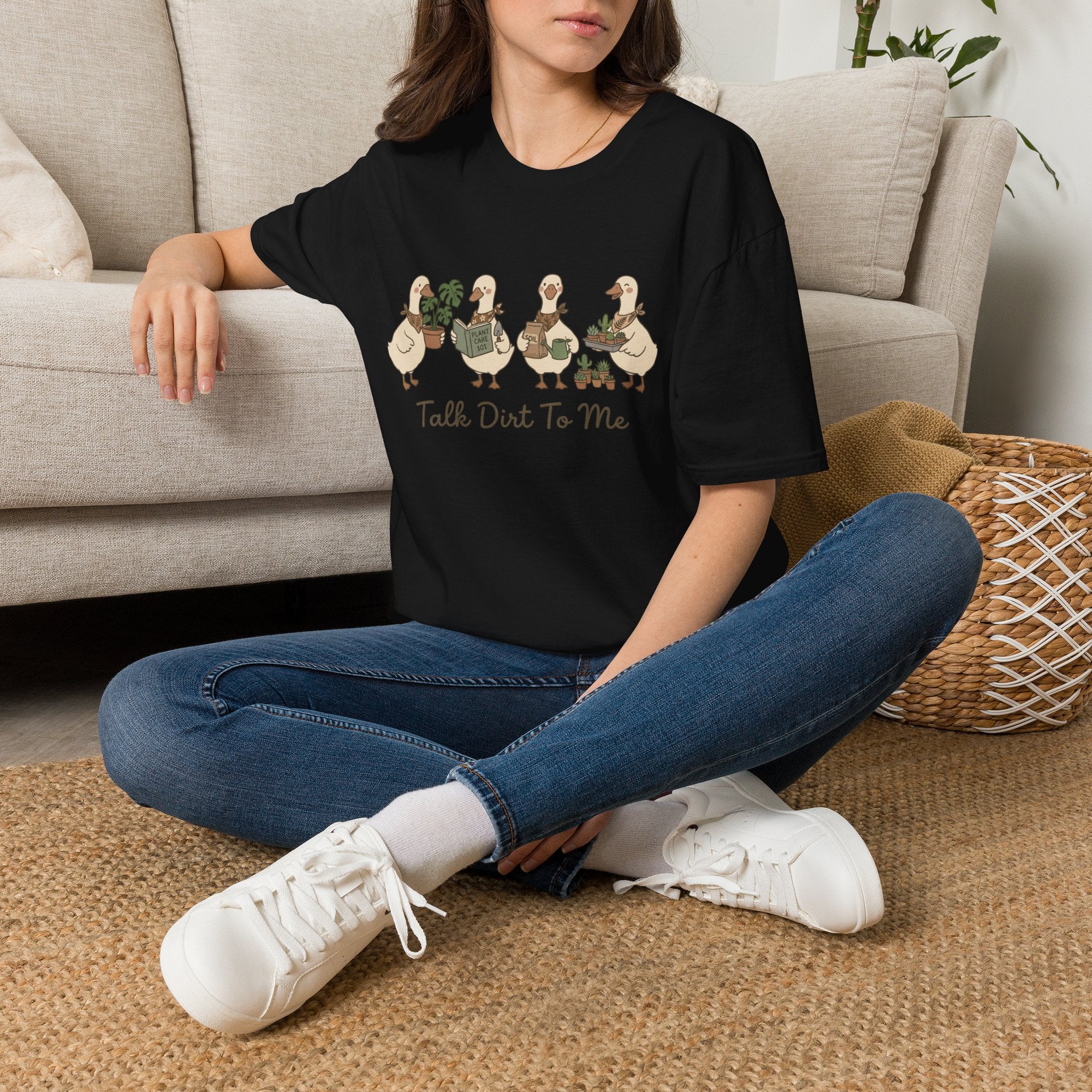 Duck Plant Lover T‑Shirt — Cute Ducks Gardening with 'Talk Dirt To Me'