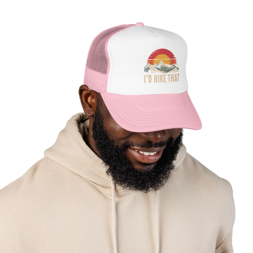 Trucker Hat — "I'd Hike That" Vintage Mountain Sunset Cap