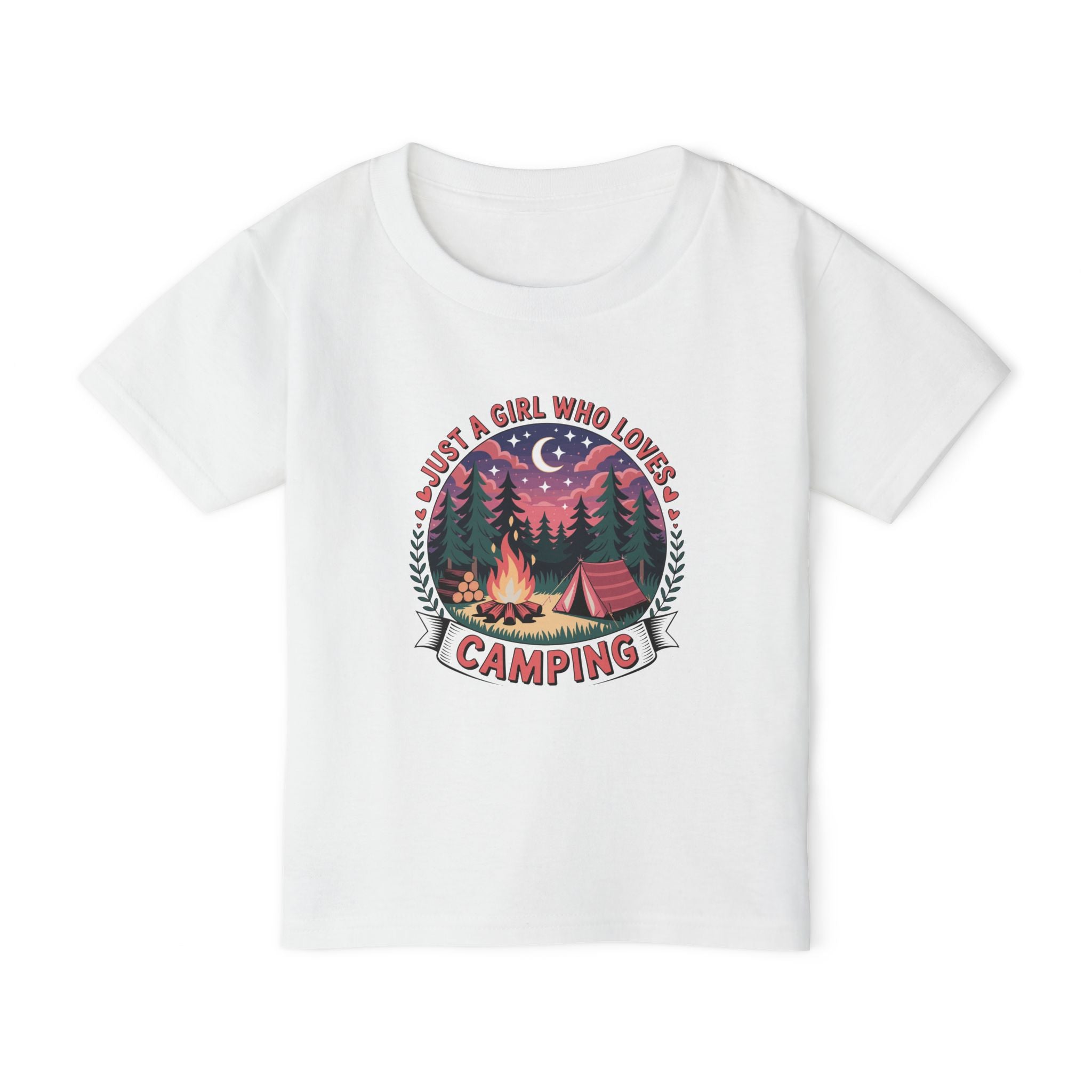 Toddler Camping T‑Shirt — "Just a Girl Who Loves Camping" Cute Campfire Tee for Kids