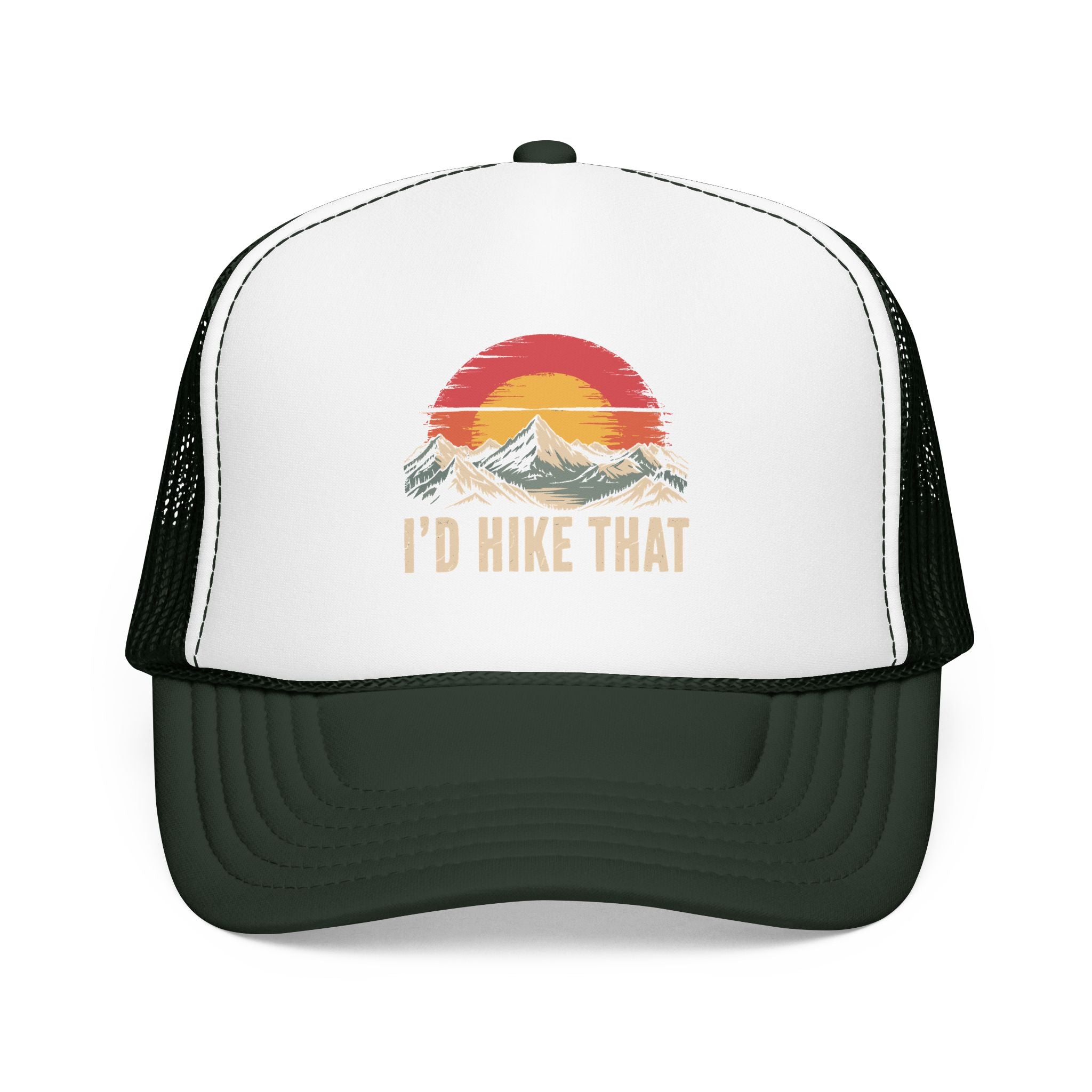 Trucker Hat — "I'd Hike That" Vintage Mountain Sunset Cap