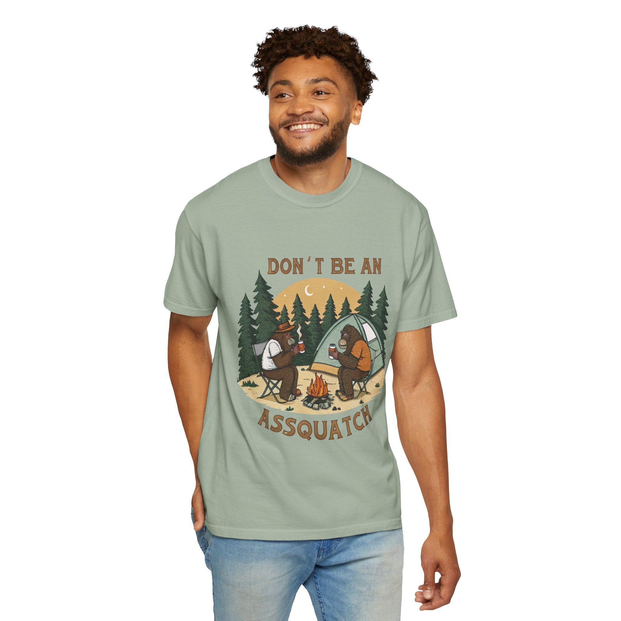 Don’t Be An Assquatch Camping T-Shirt — Funny Bigfoot Camping Graphic Tee