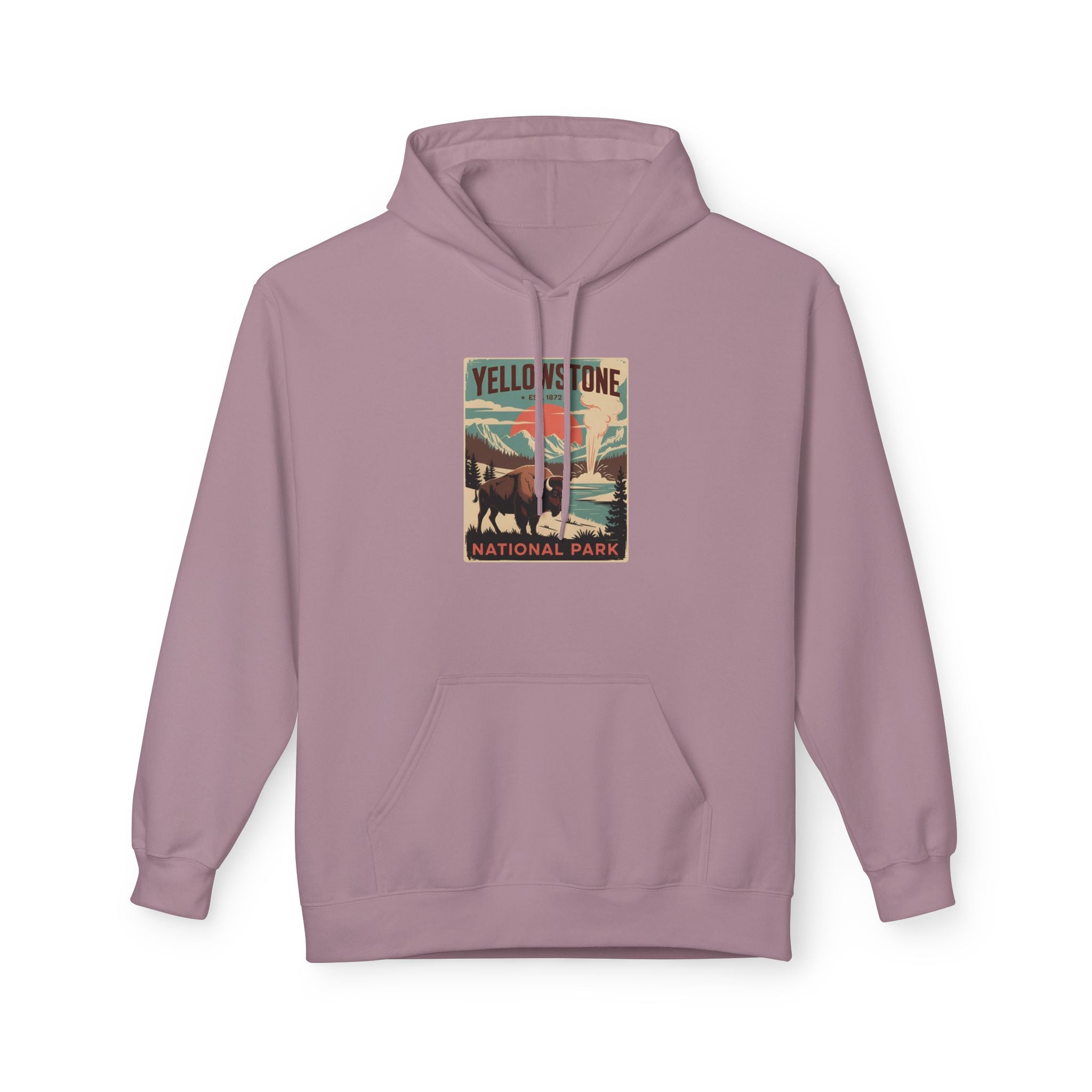 Yellowstone National Park Retro Poster Hoodie — Vintage Travel Graphic Hoodie