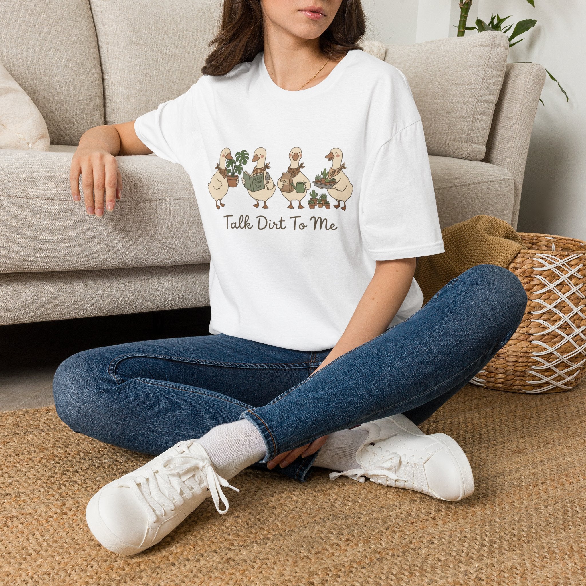 Duck Plant Lover T‑Shirt — Cute Ducks Gardening with 'Talk Dirt To Me'