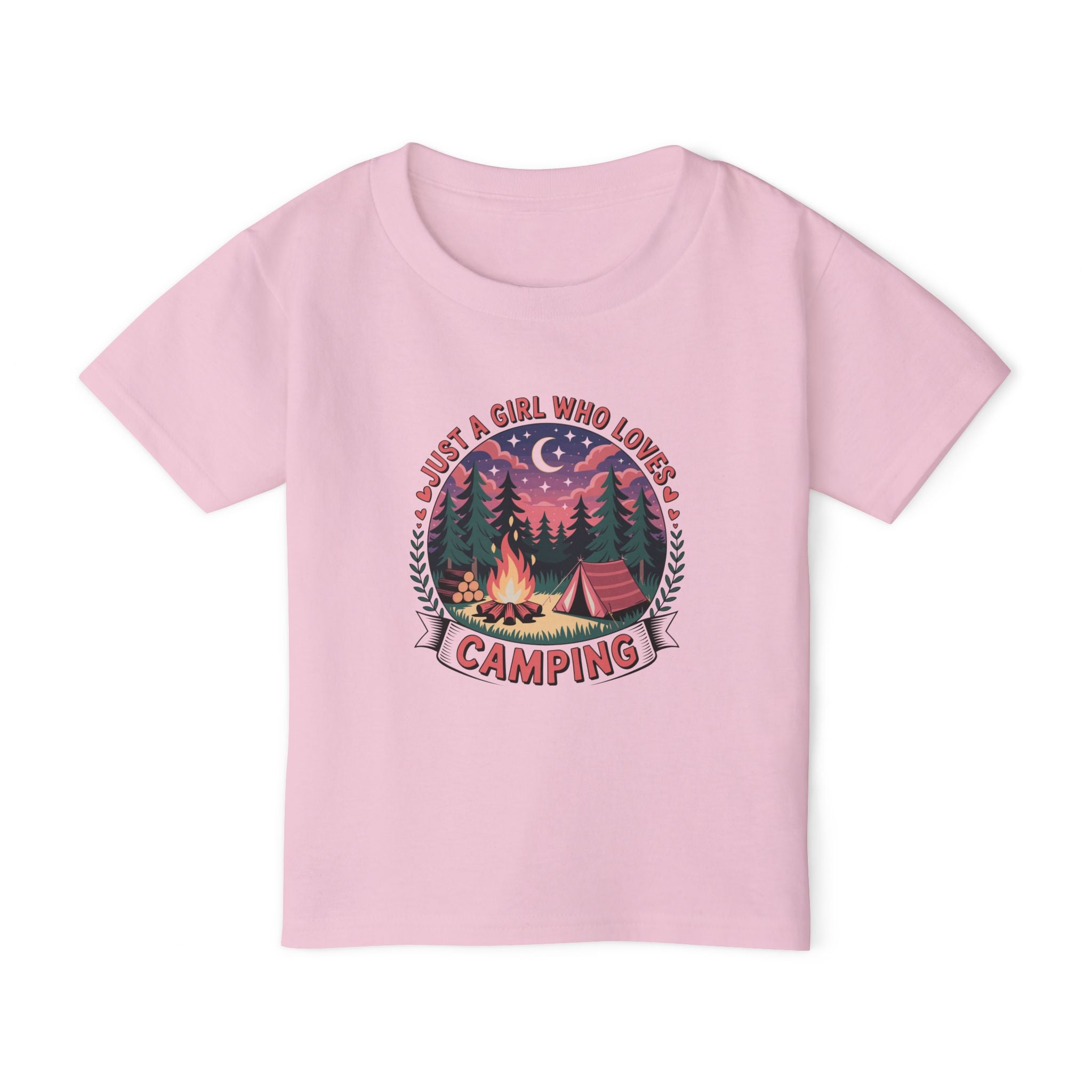 Toddler Camping T‑Shirt — "Just a Girl Who Loves Camping" Cute Campfire Tee for Kids