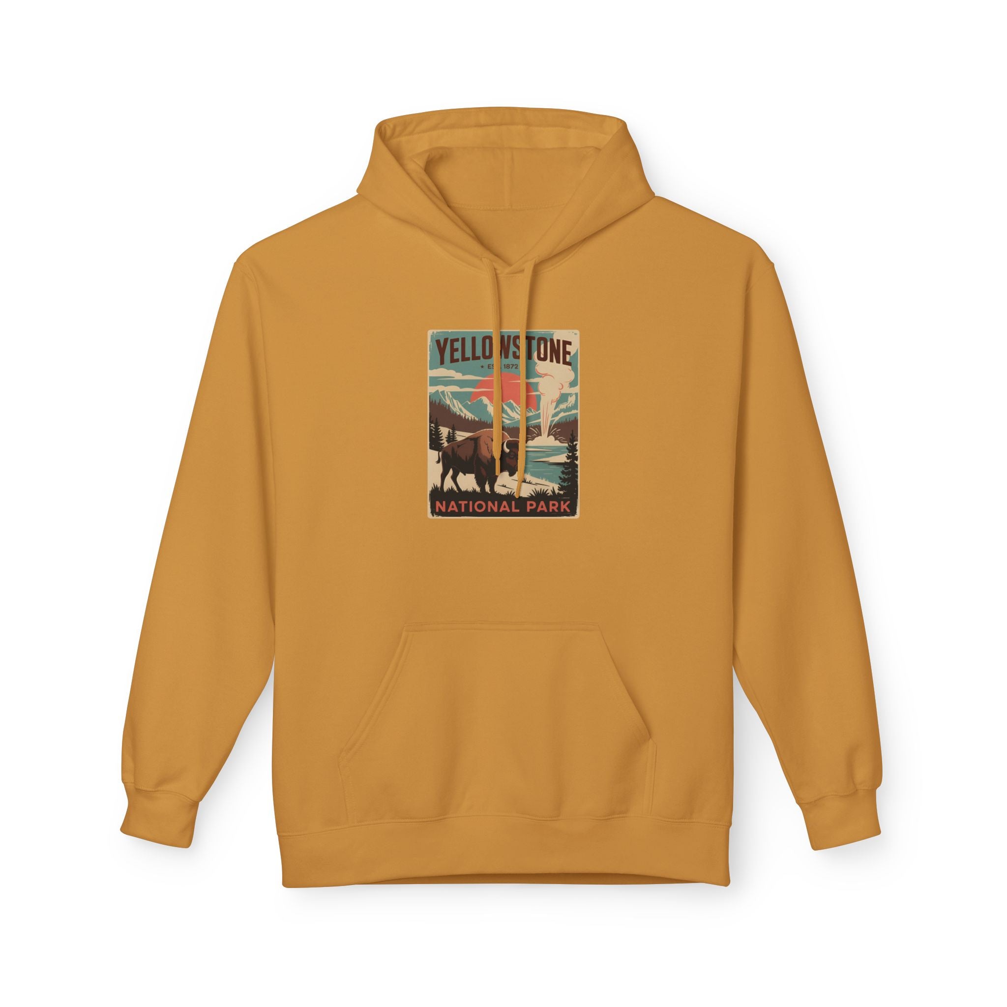 Yellowstone National Park Retro Poster Hoodie — Vintage Travel Graphic Hoodie