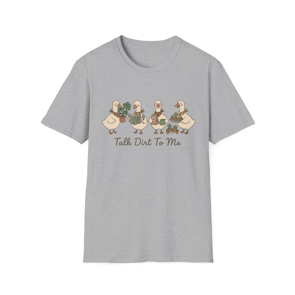 Duck Plant Lover T‑Shirt — Cute Ducks Gardening with 'Talk Dirt To Me'