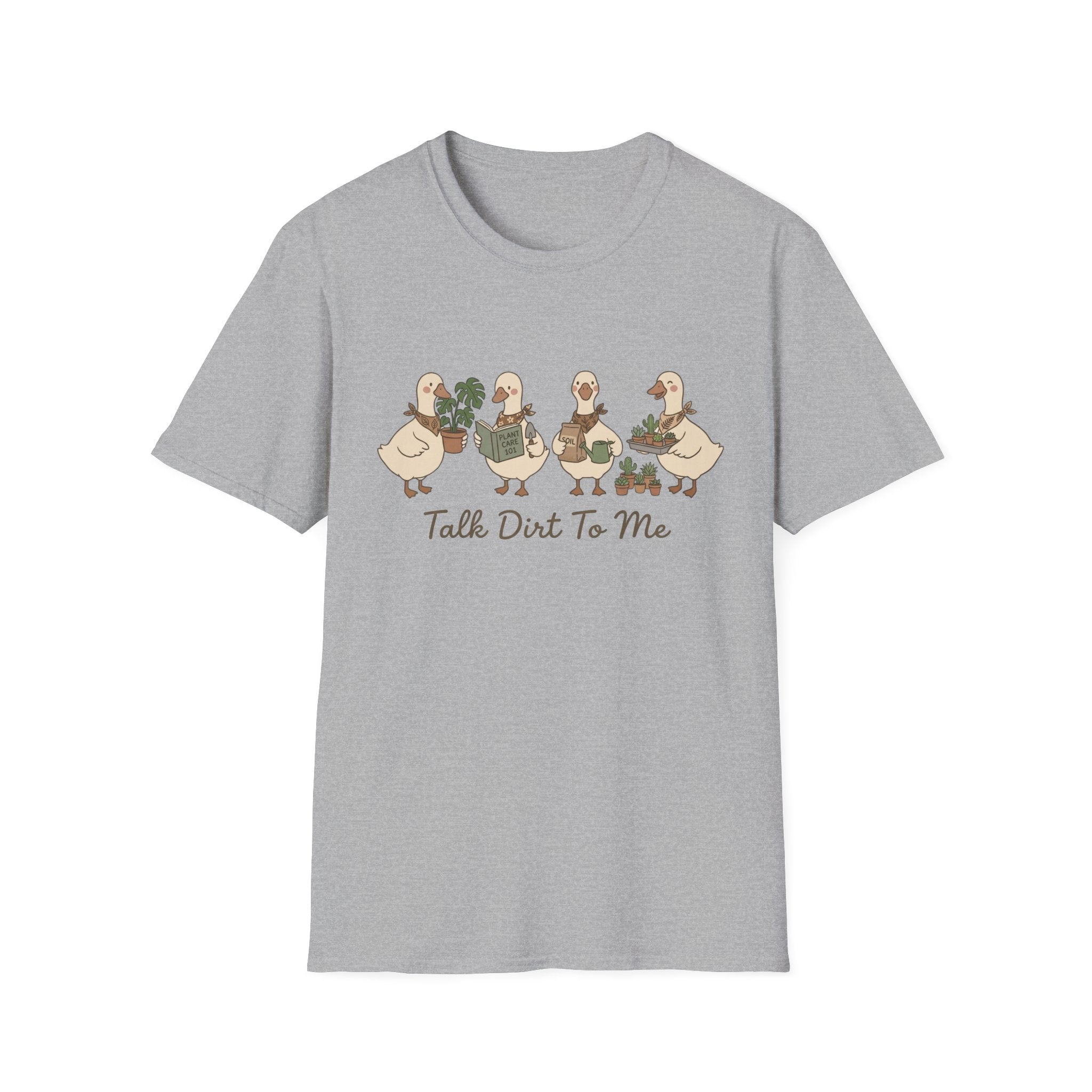 Duck Plant Lover T‑Shirt — Cute Ducks Gardening with 'Talk Dirt To Me'