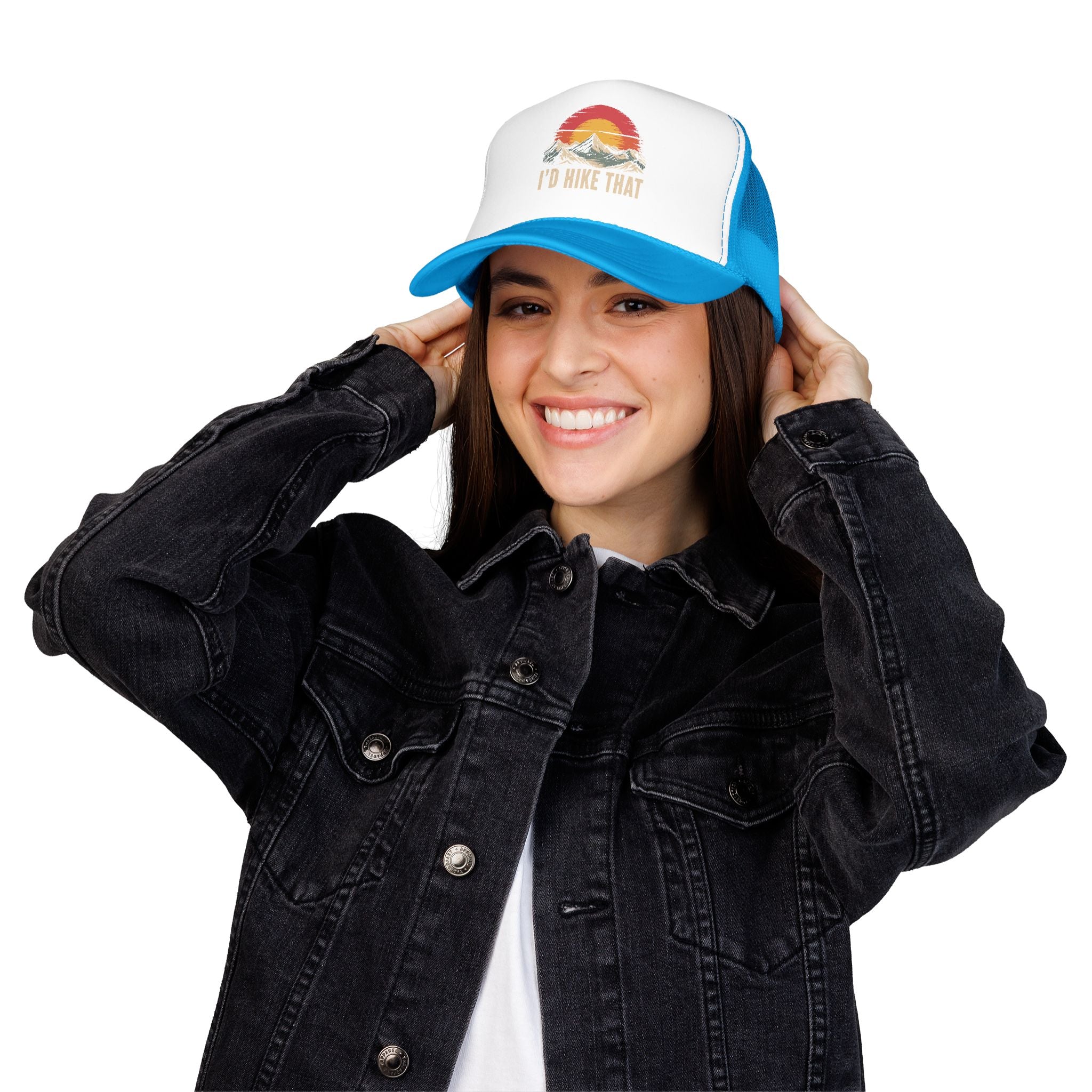 Trucker Hat — "I'd Hike That" Vintage Mountain Sunset Cap