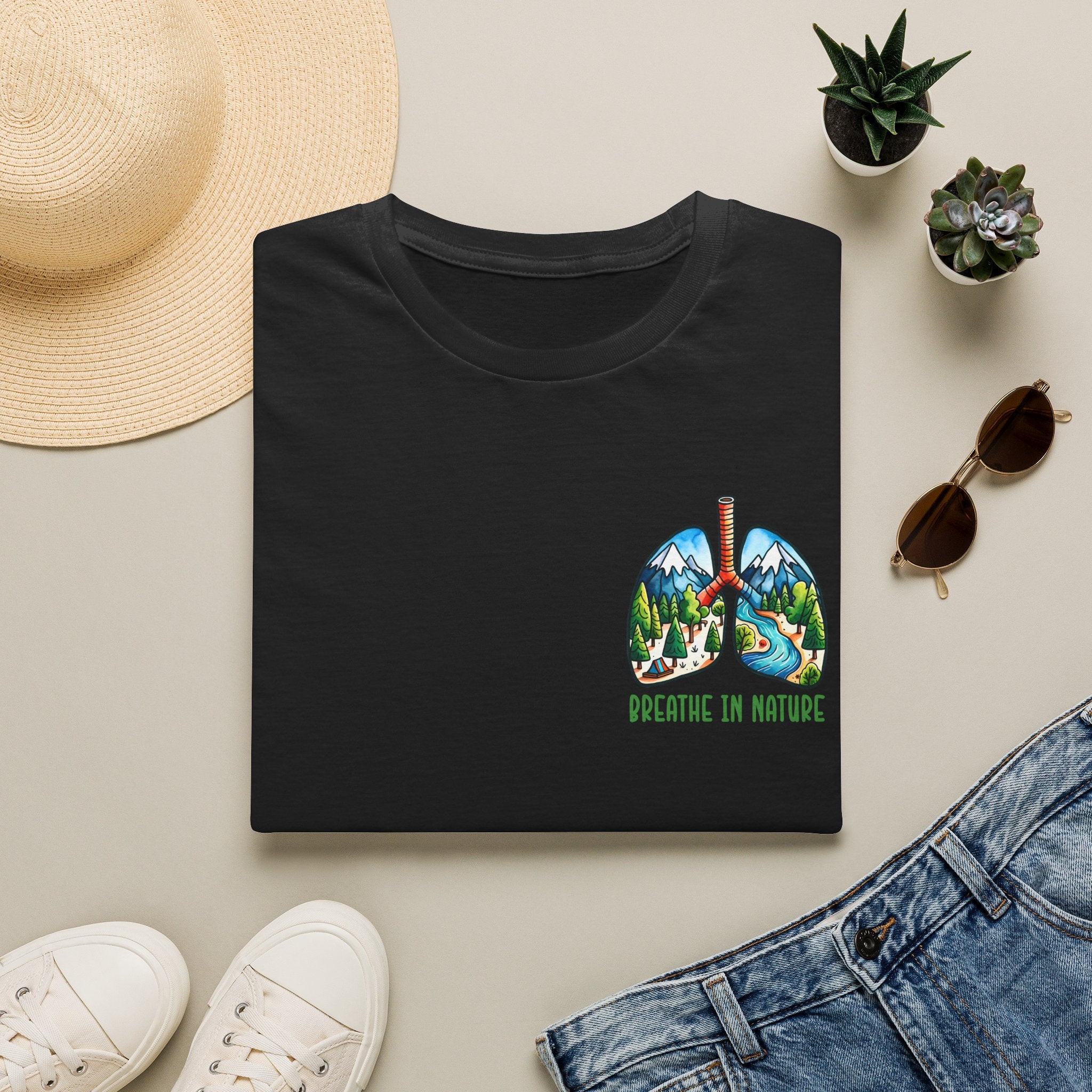 T-Shirt — "Breathe in Nature" Lungs Graphic Tee | Outdoor Nature Lover Shirt