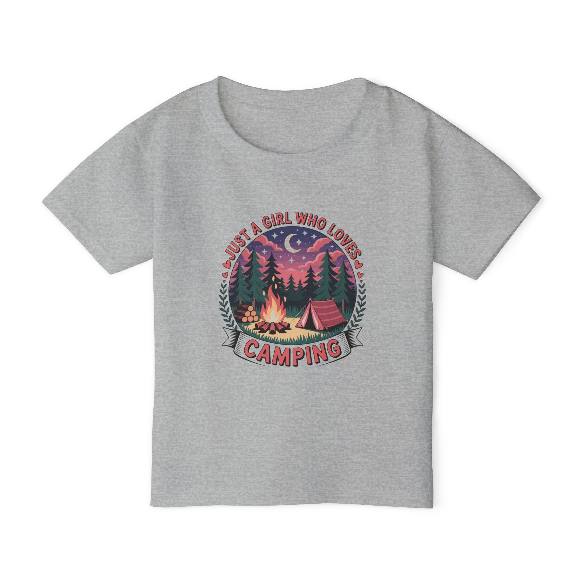 Toddler Camping T‑Shirt — "Just a Girl Who Loves Camping" Cute Campfire Tee for Kids