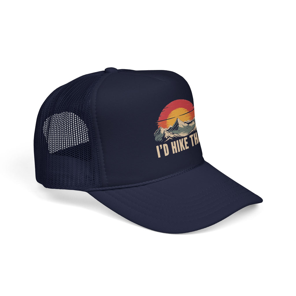 Trucker Hat — "I'd Hike That" Vintage Mountain Sunset Cap