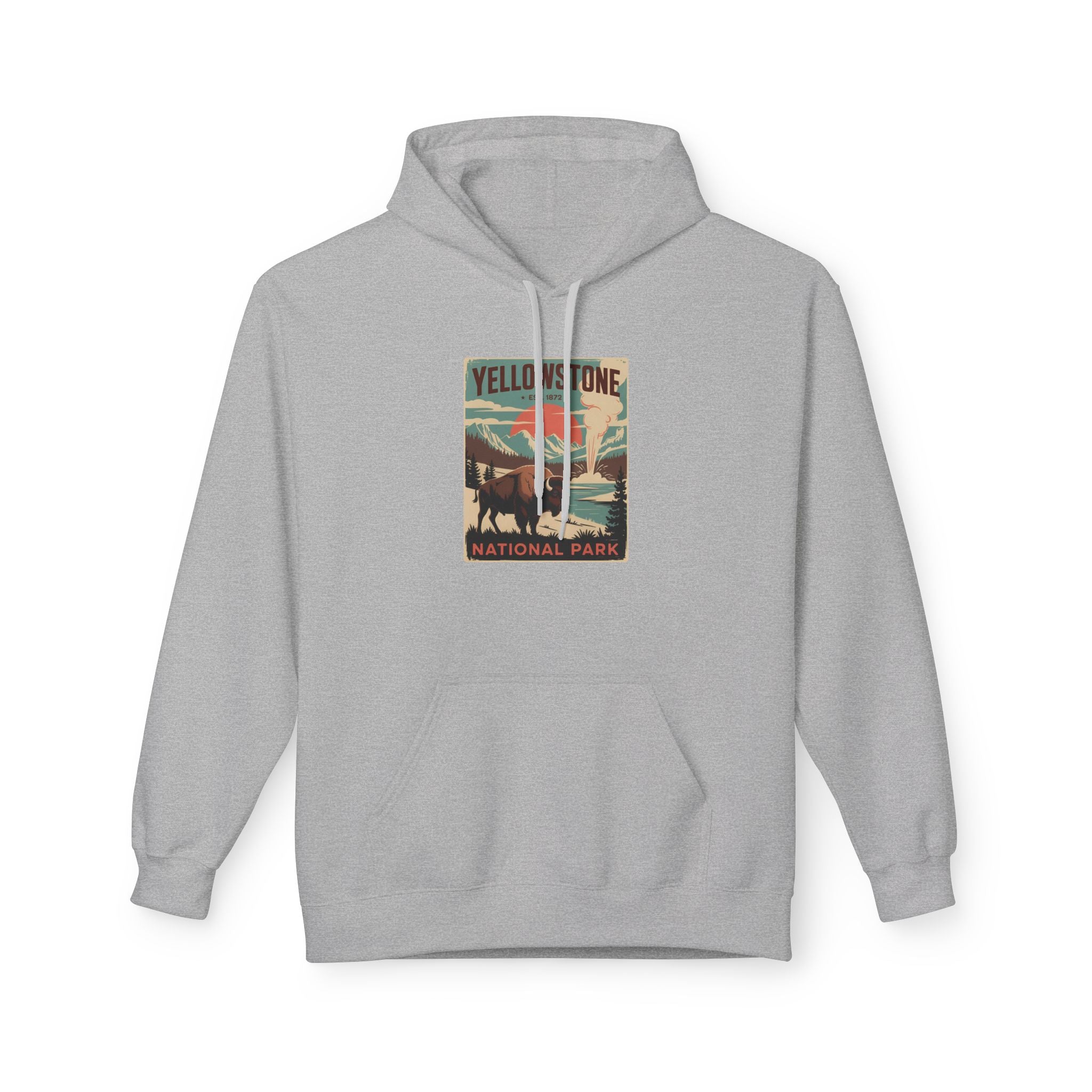 Yellowstone National Park Retro Poster Hoodie — Vintage Travel Graphic Hoodie