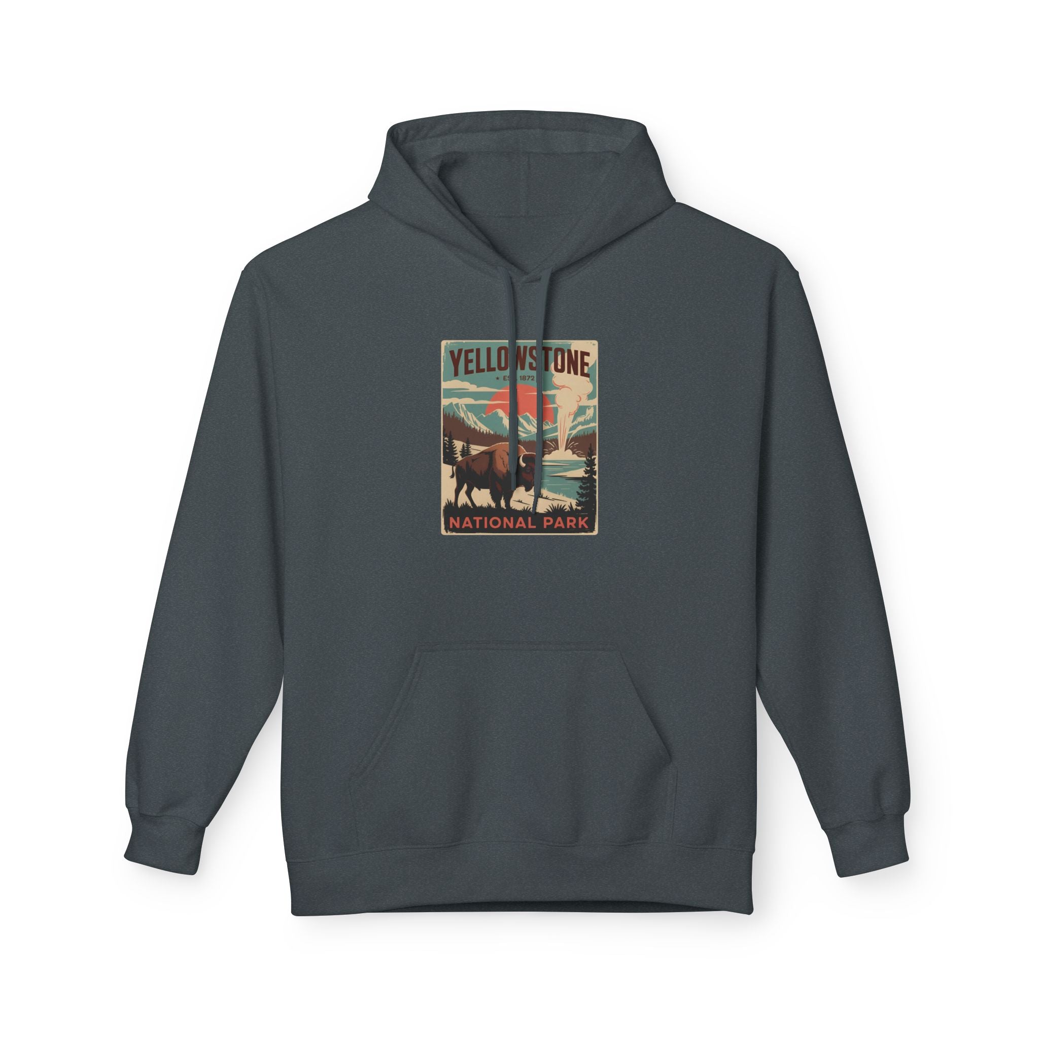 Yellowstone National Park Retro Poster Hoodie — Vintage Travel Graphic Hoodie