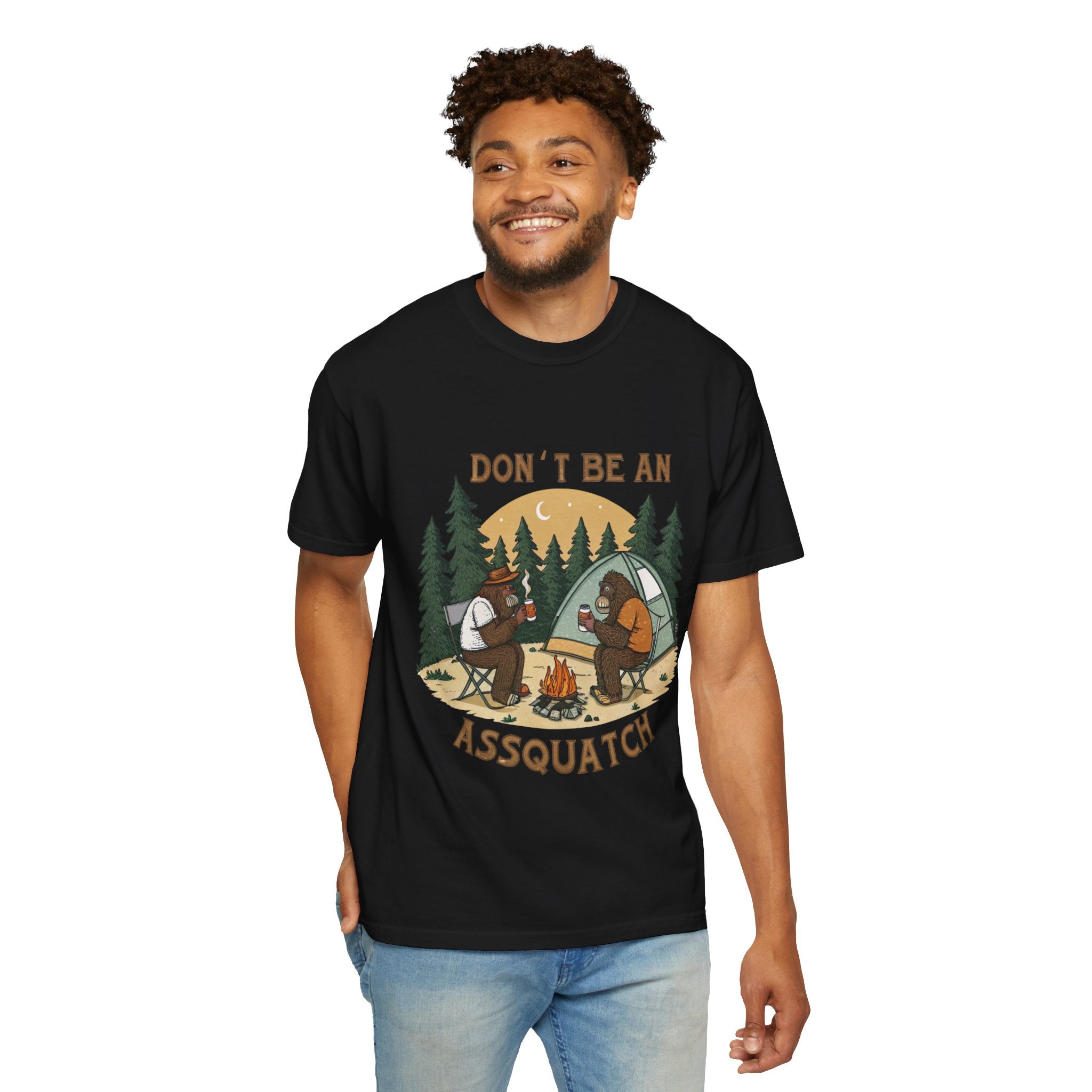 Don’t Be An Assquatch Camping T-Shirt — Funny Bigfoot Camping Graphic Tee