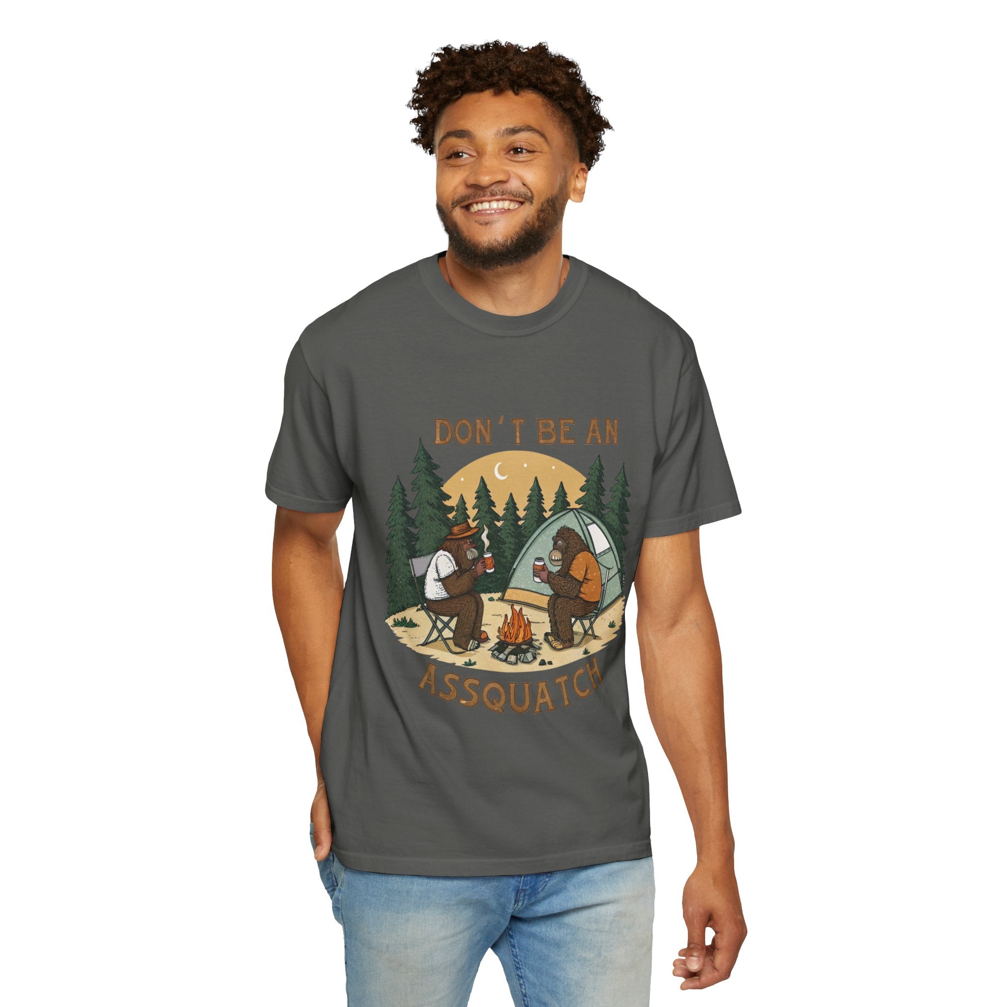 Don’t Be An Assquatch Camping T-Shirt — Funny Bigfoot Camping Graphic Tee
