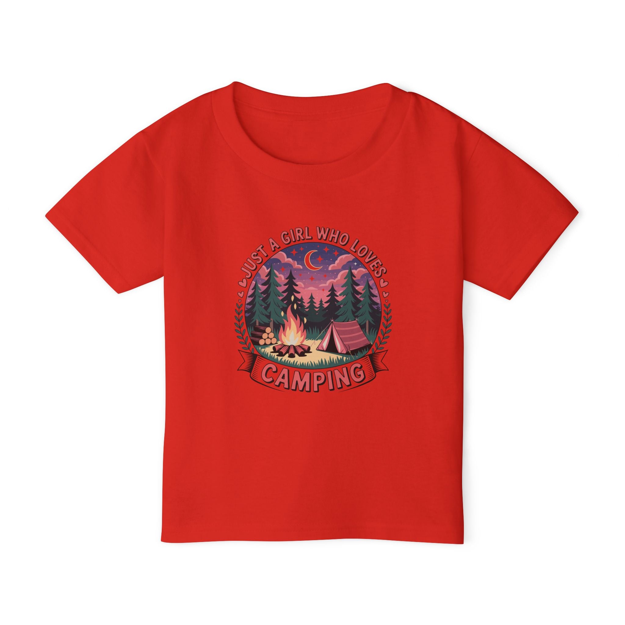 Toddler Camping T‑Shirt — "Just a Girl Who Loves Camping" Cute Campfire Tee for Kids