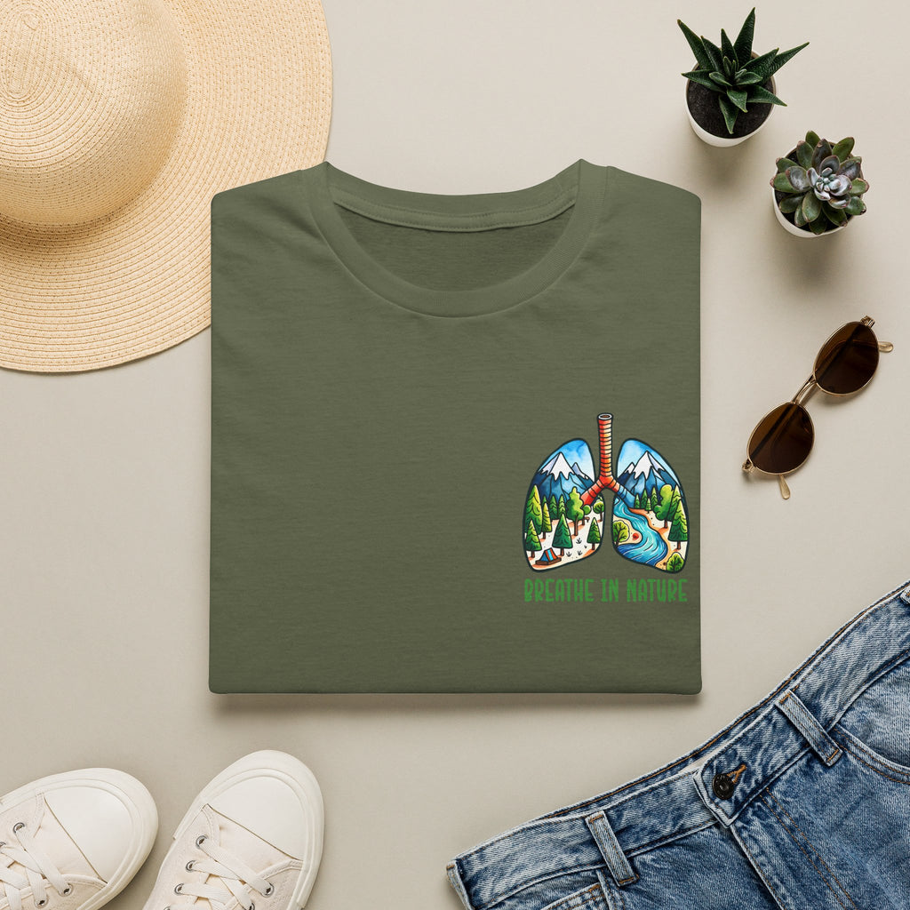 T-Shirt — "Breathe in Nature" Lungs Graphic Tee | Outdoor Nature Lover Shirt