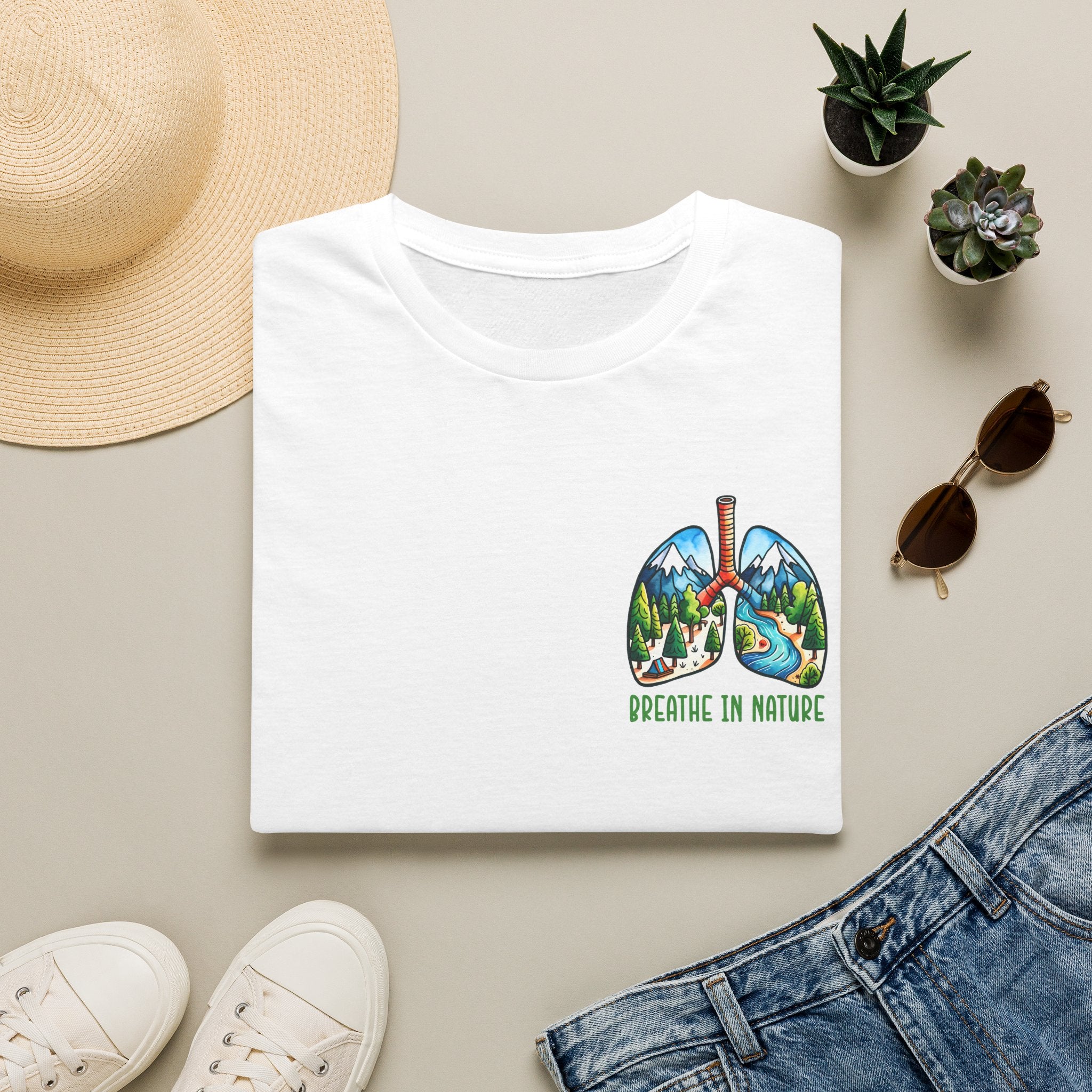 T-Shirt — "Breathe in Nature" Lungs Graphic Tee | Outdoor Nature Lover Shirt