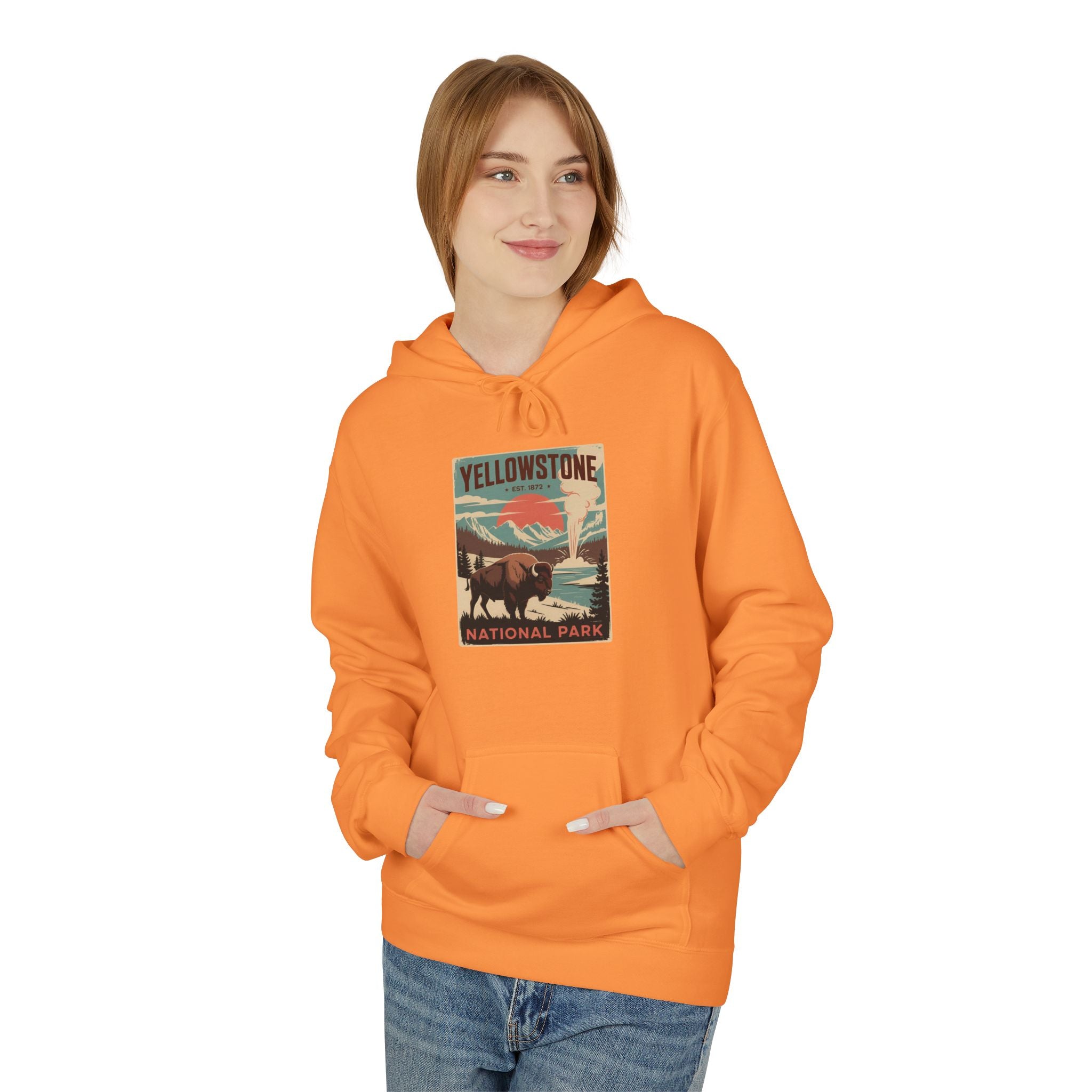 Yellowstone National Park Retro Poster Hoodie — Vintage Travel Graphic Hoodie