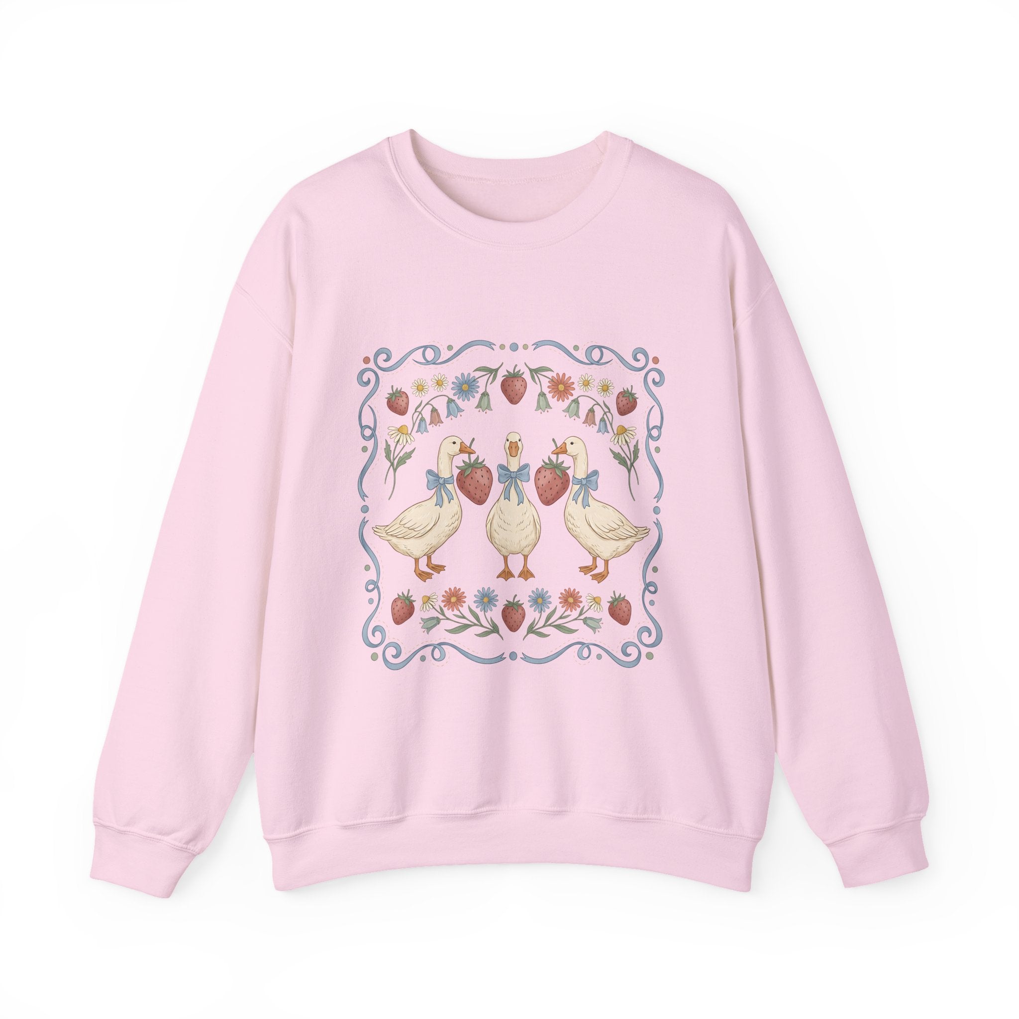 Duck Floral Crewneck Sweatshirt — Vintage Garden Ducks Design