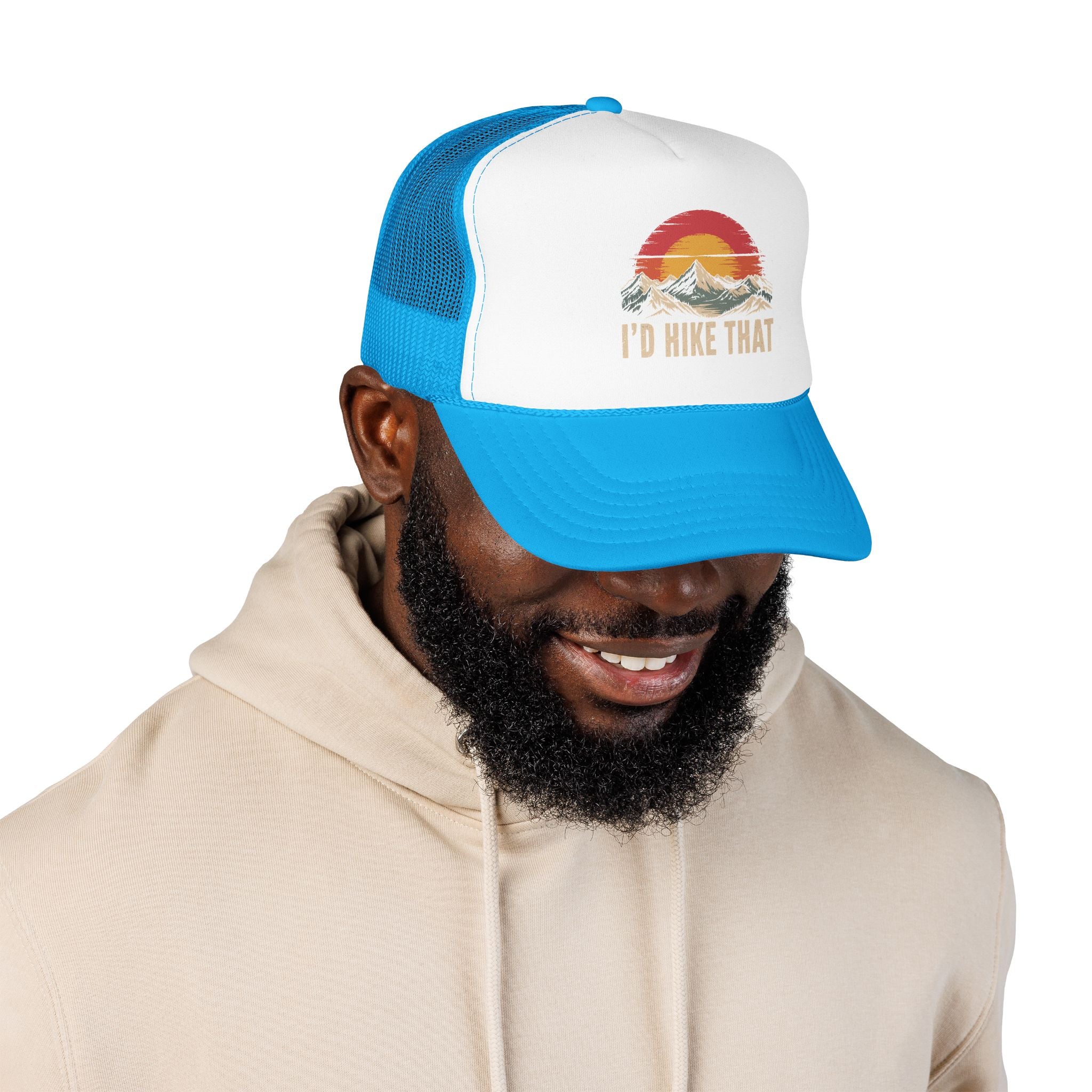 Trucker Hat — "I'd Hike That" Vintage Mountain Sunset Cap