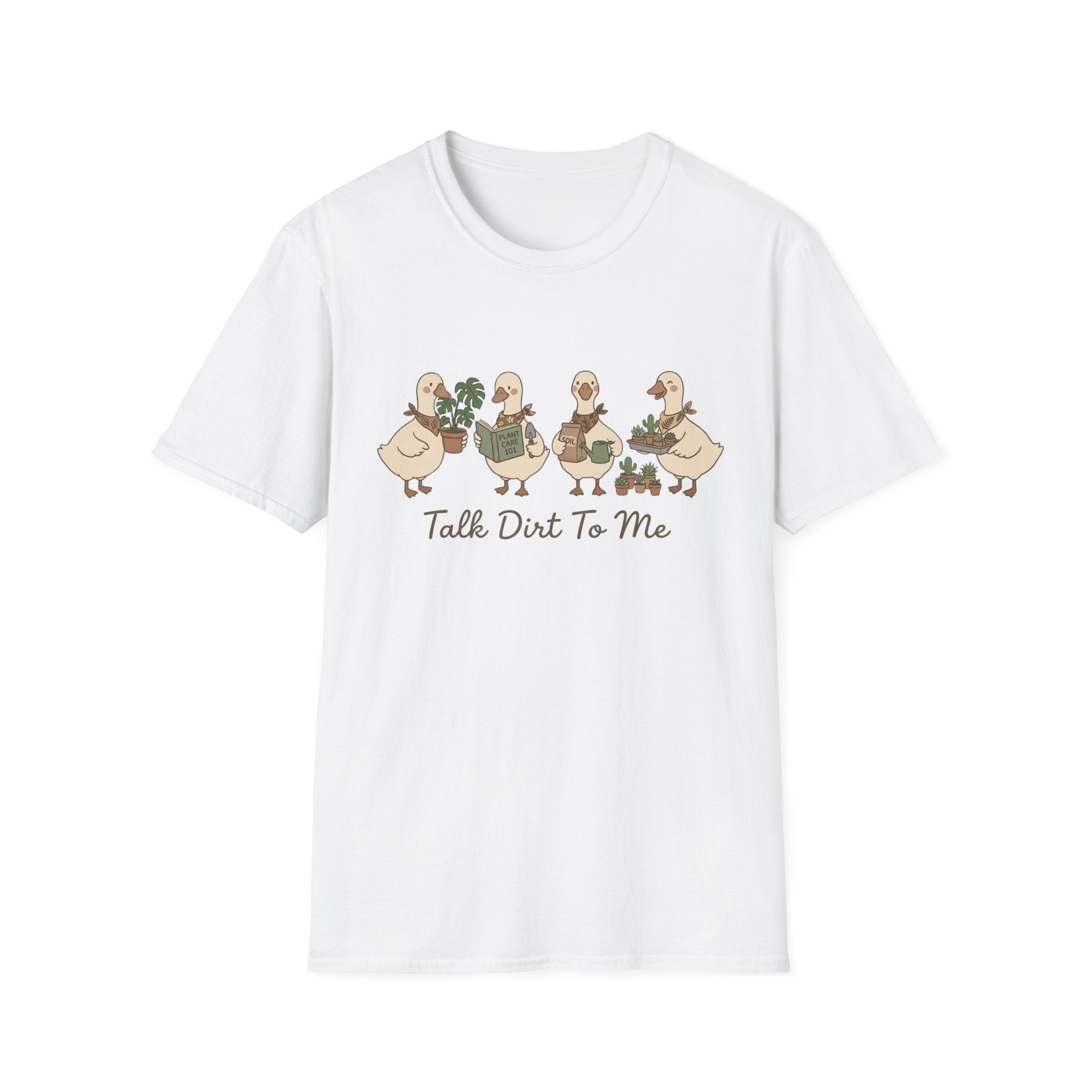 Duck Plant Lover T‑Shirt — Cute Ducks Gardening with 'Talk Dirt To Me'