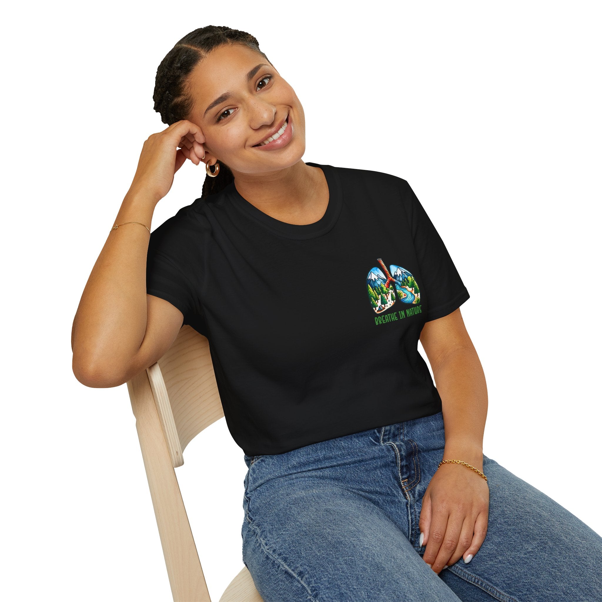 T-Shirt — "Breathe in Nature" Lungs Graphic Tee | Outdoor Nature Lover Shirt