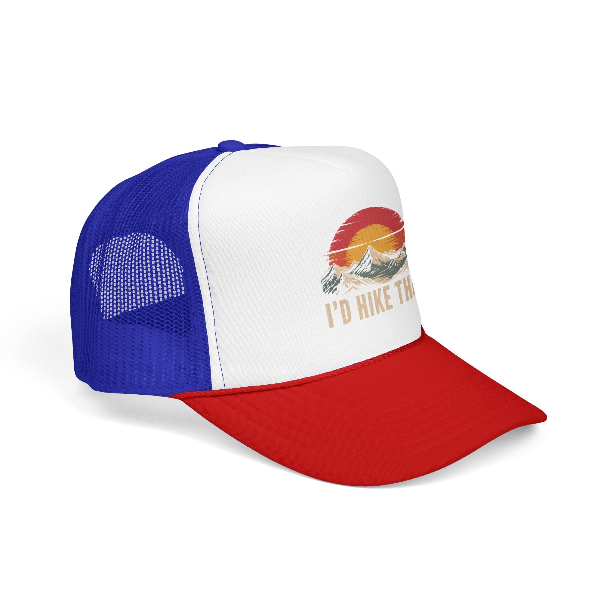 Trucker Hat — "I'd Hike That" Vintage Mountain Sunset Cap