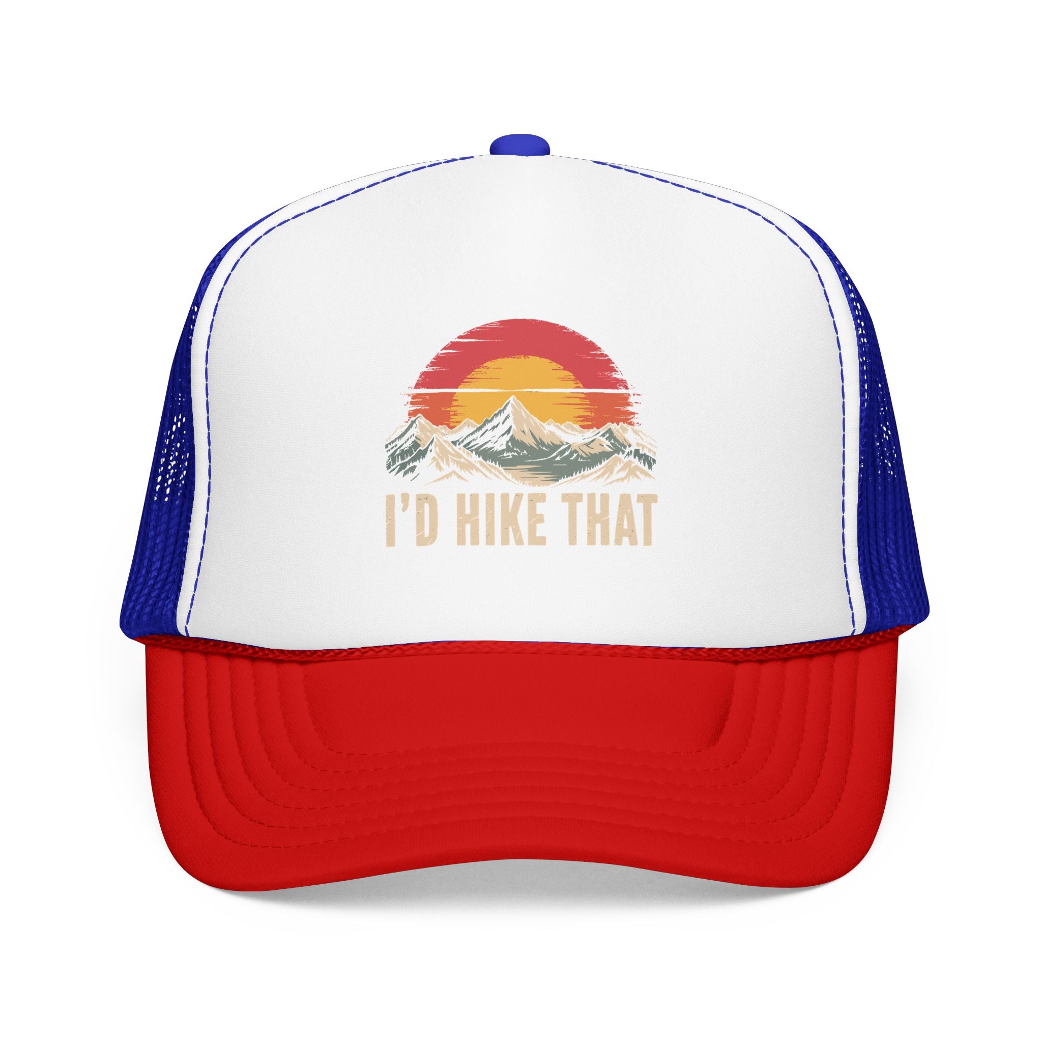 Trucker Hat — "I'd Hike That" Vintage Mountain Sunset Cap