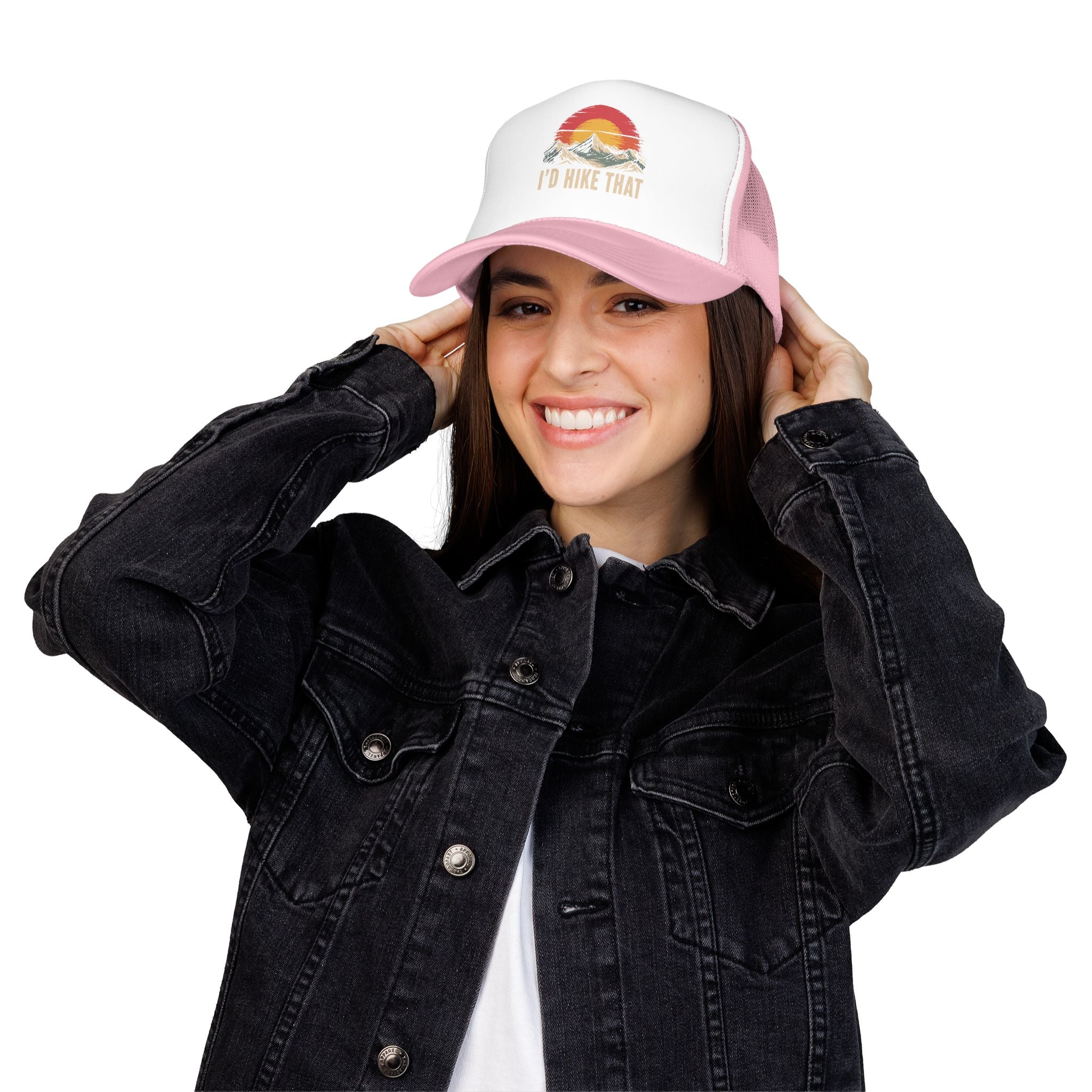 Trucker Hat — "I'd Hike That" Vintage Mountain Sunset Cap