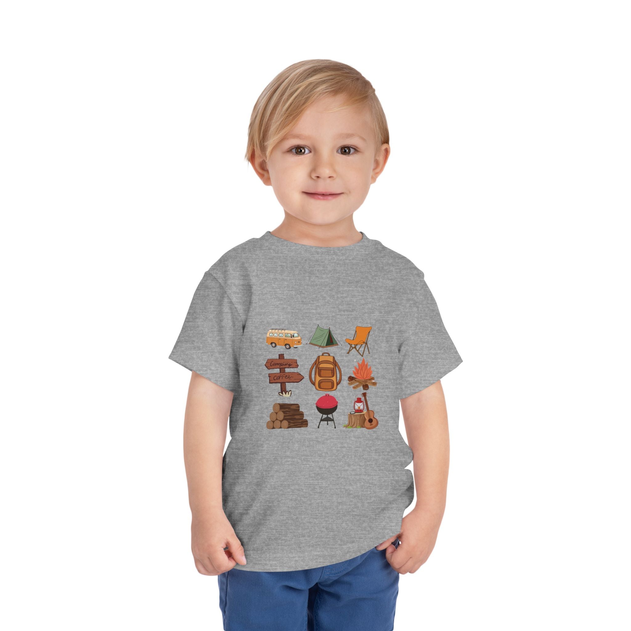 Toddler Camping Icons Tee — Cute Outdoor Adventure Shirt for Kids
