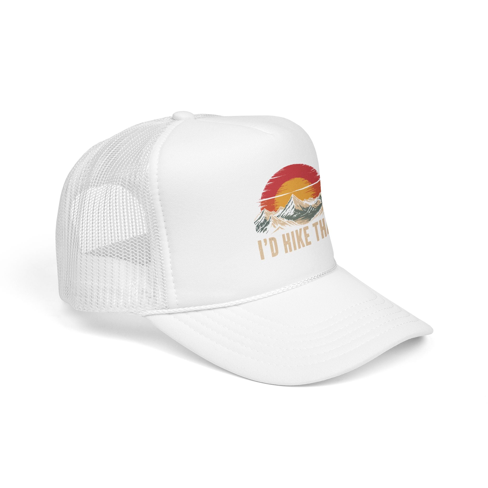 Trucker Hat — "I'd Hike That" Vintage Mountain Sunset Cap