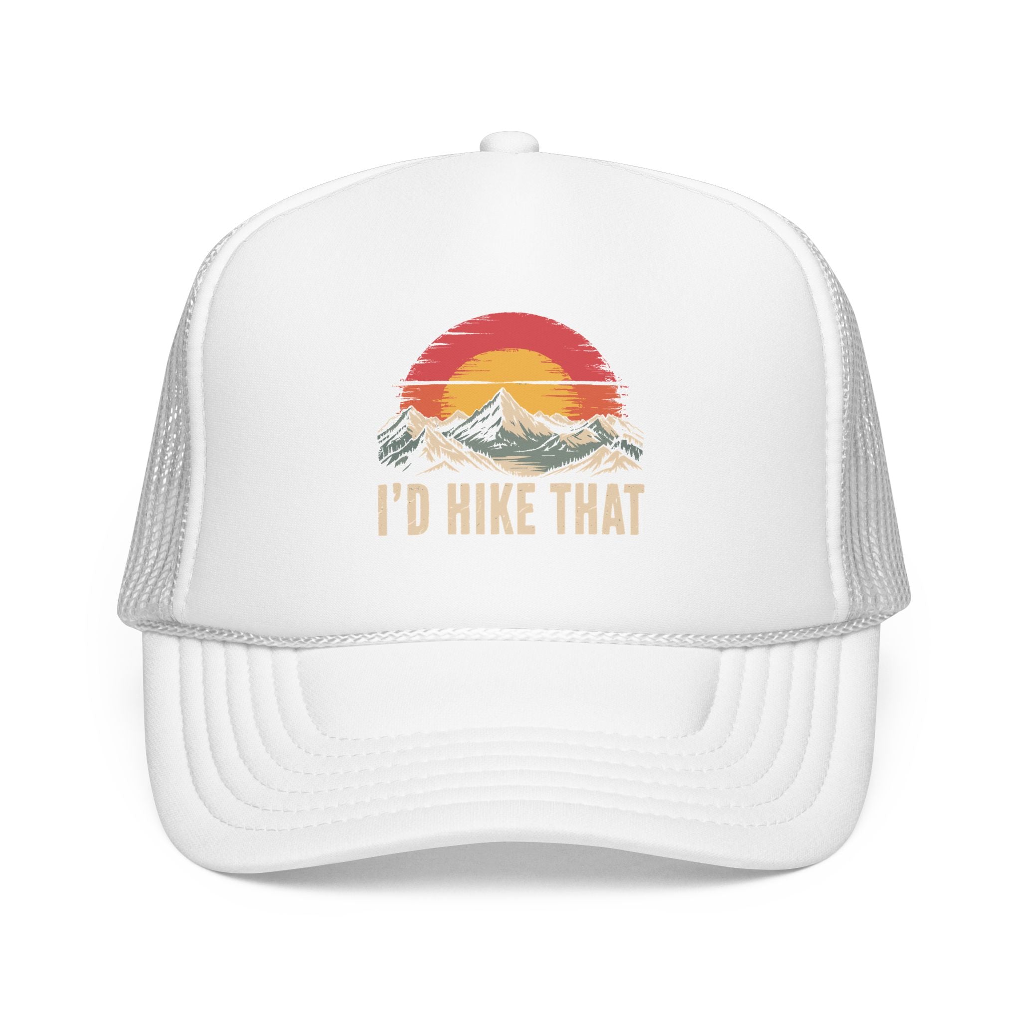 Trucker Hat — "I'd Hike That" Vintage Mountain Sunset Cap