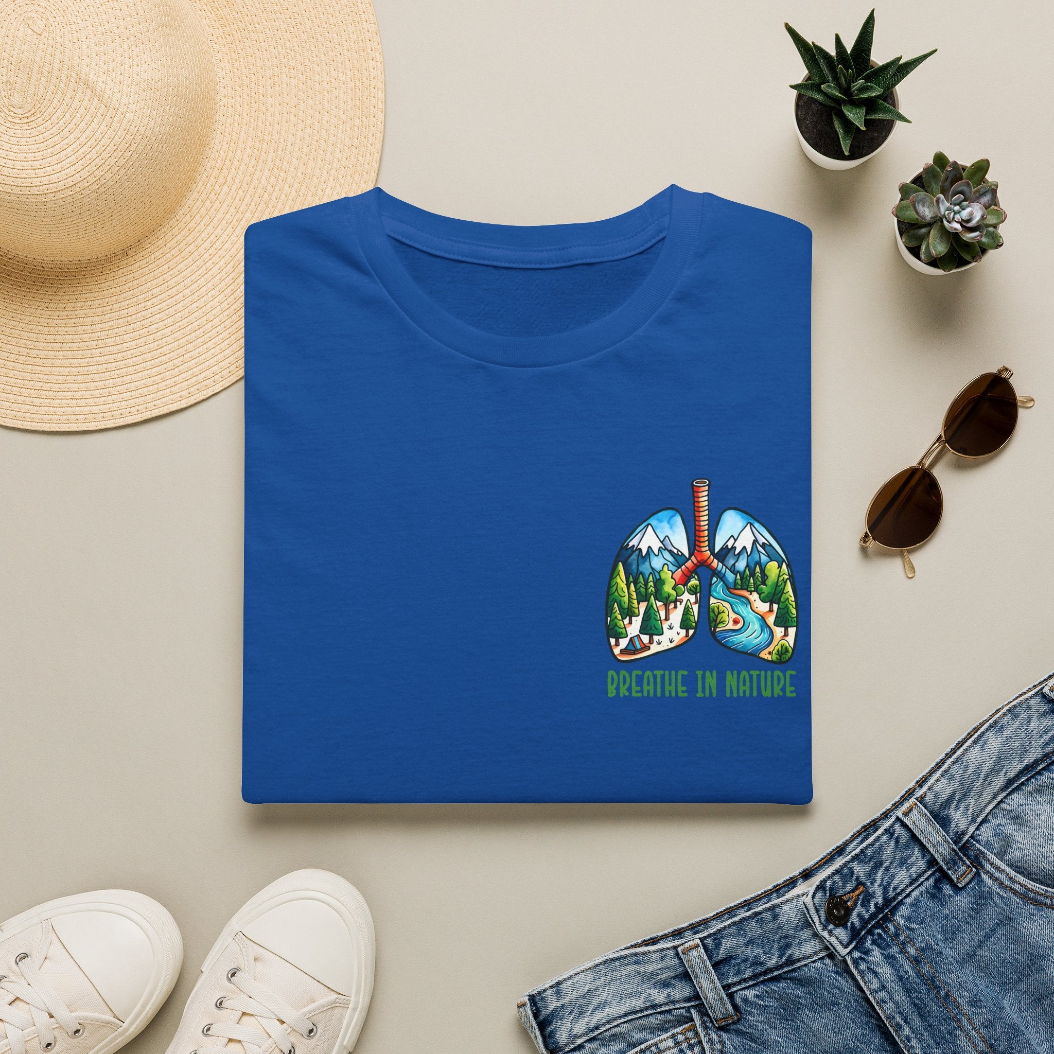 T-Shirt — "Breathe in Nature" Lungs Graphic Tee | Outdoor Nature Lover Shirt