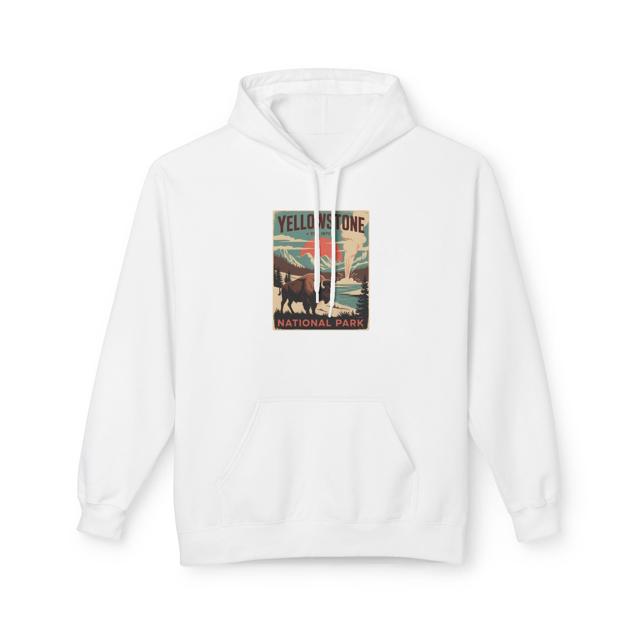Yellowstone National Park Retro Poster Hoodie — Vintage Travel Graphic Hoodie