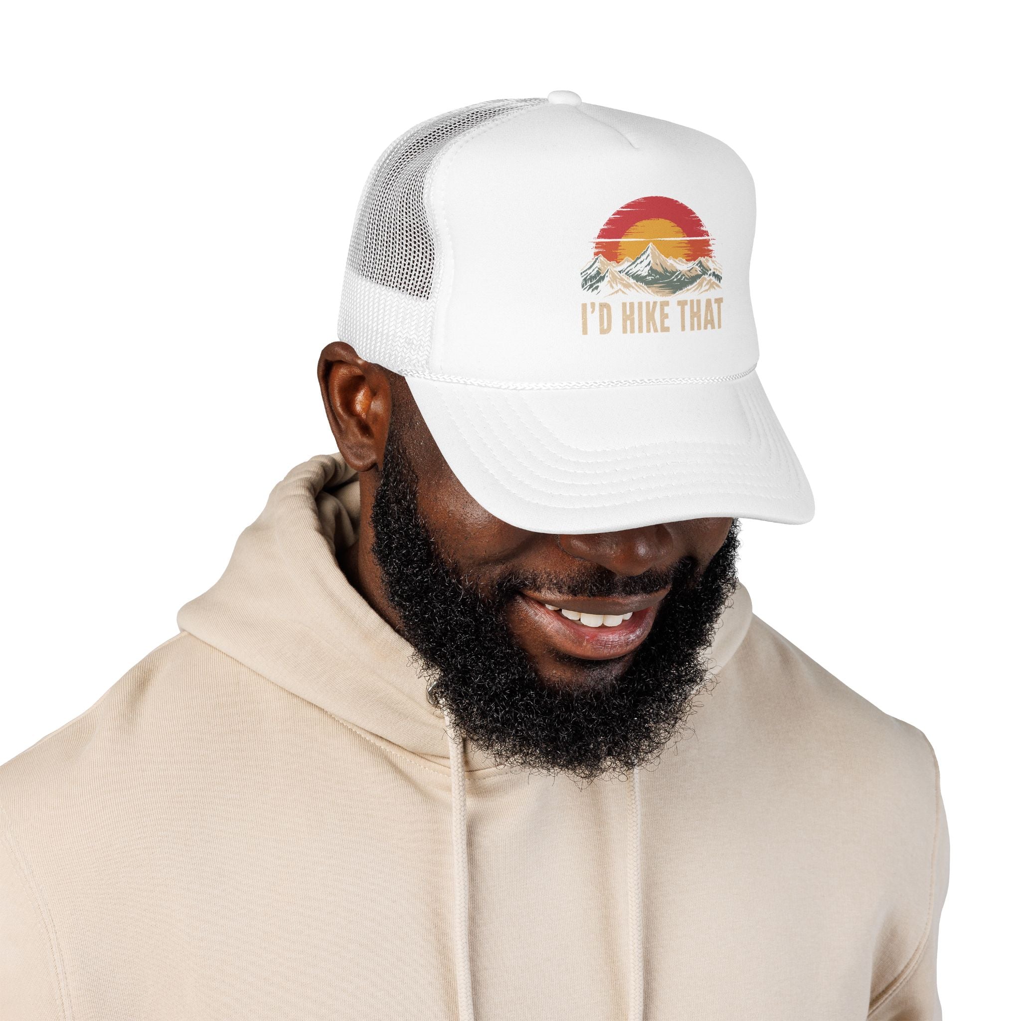 Trucker Hat — "I'd Hike That" Vintage Mountain Sunset Cap