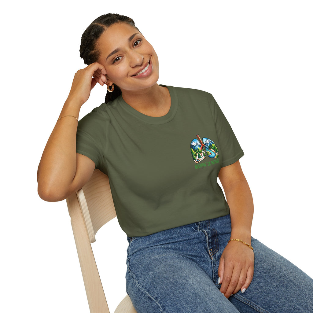 T-Shirt — "Breathe in Nature" Lungs Graphic Tee | Outdoor Nature Lover Shirt