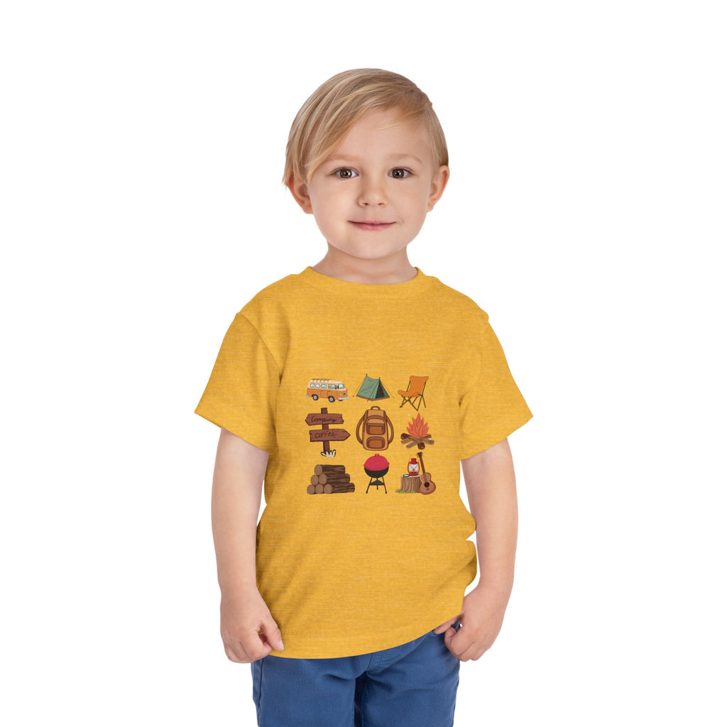 Toddler Camping Icons Tee — Cute Outdoor Adventure Shirt for Kids