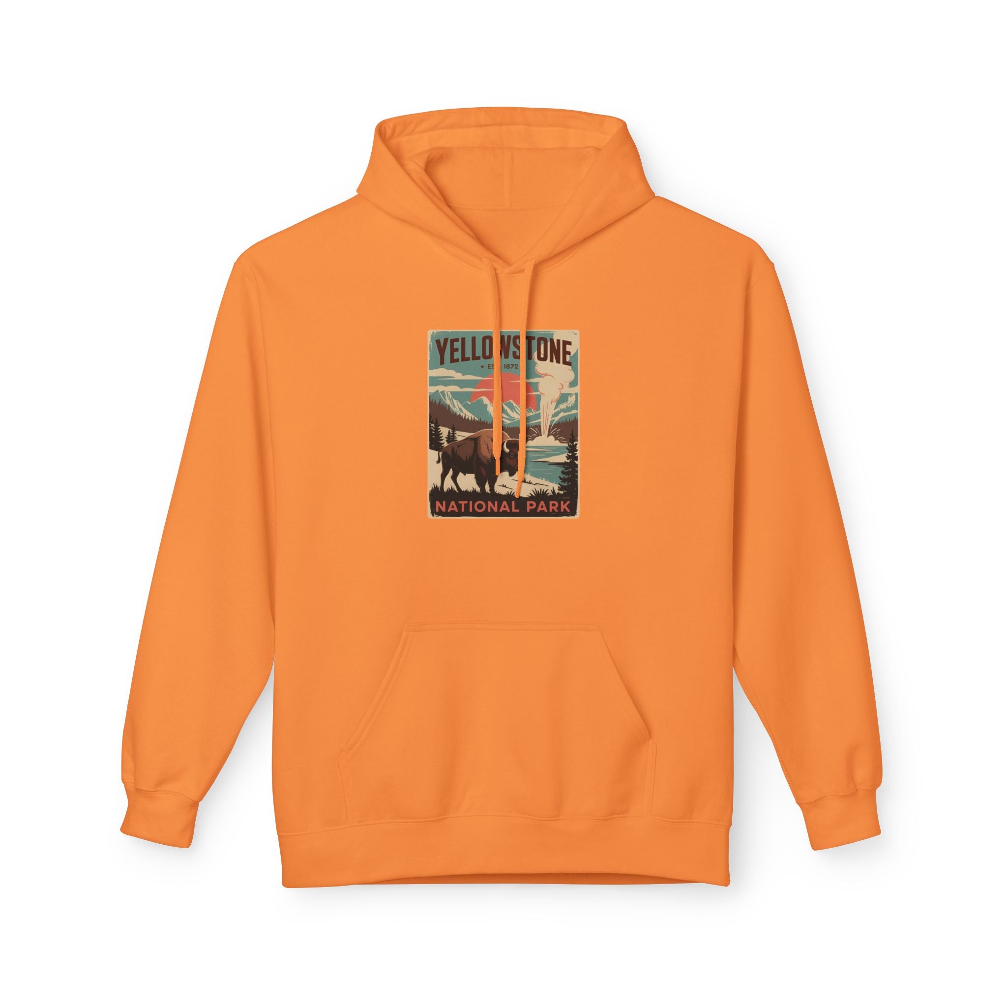 Yellowstone National Park Retro Poster Hoodie — Vintage Travel Graphic Hoodie