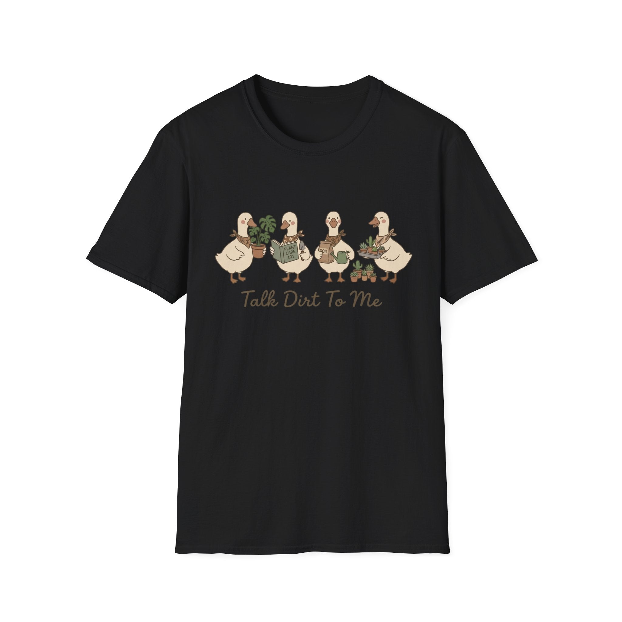 Duck Plant Lover T‑Shirt — Cute Ducks Gardening with 'Talk Dirt To Me'